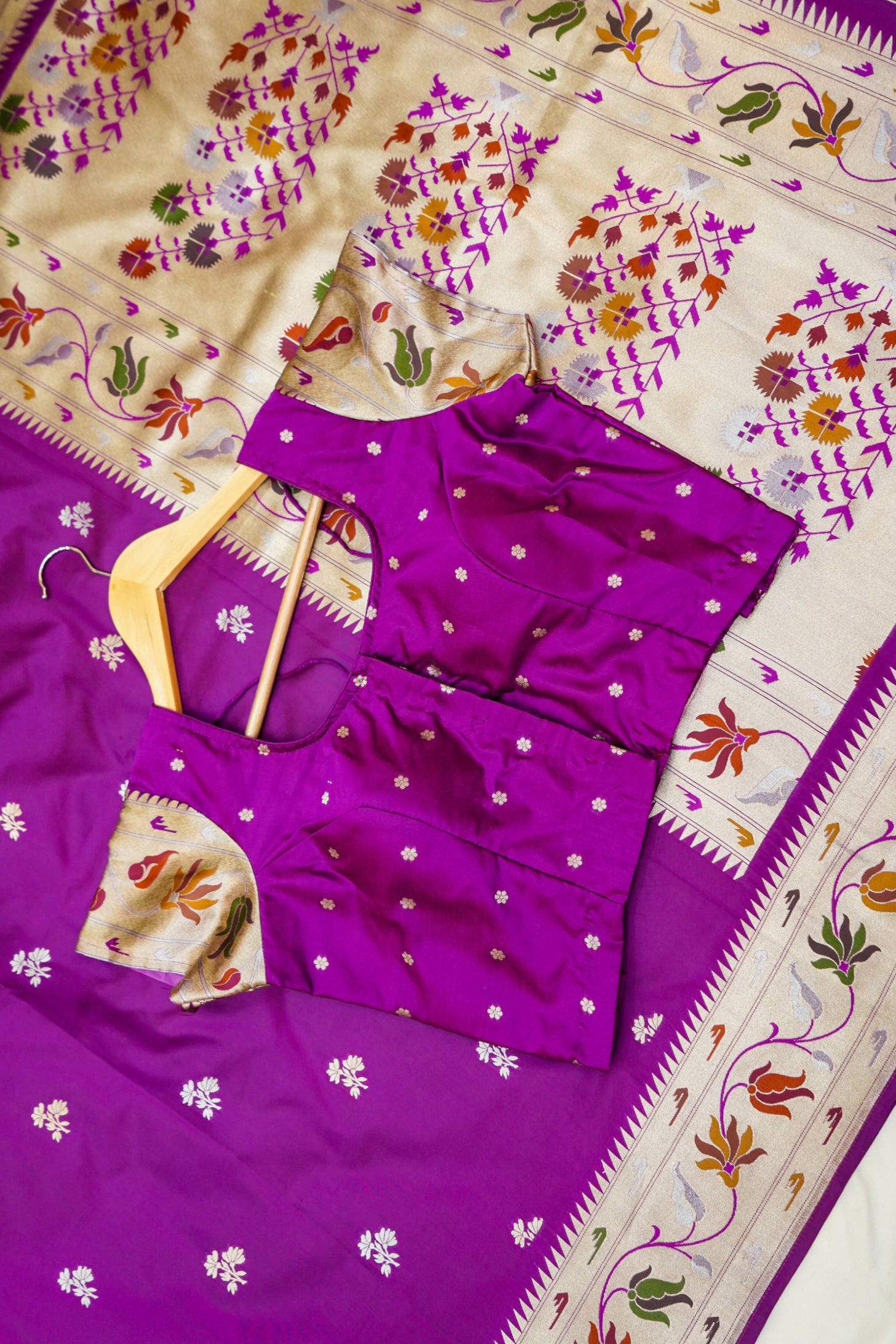 Keshavi - Jamuni Paithani Silk Saree with Stitched Blouse