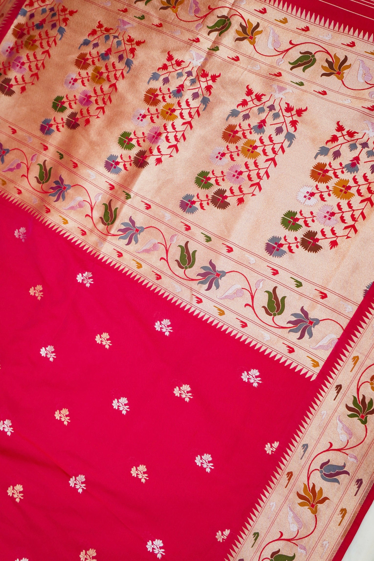 Keshavi - Hot Pink Paithani Silk Saree with Stitched Blouse