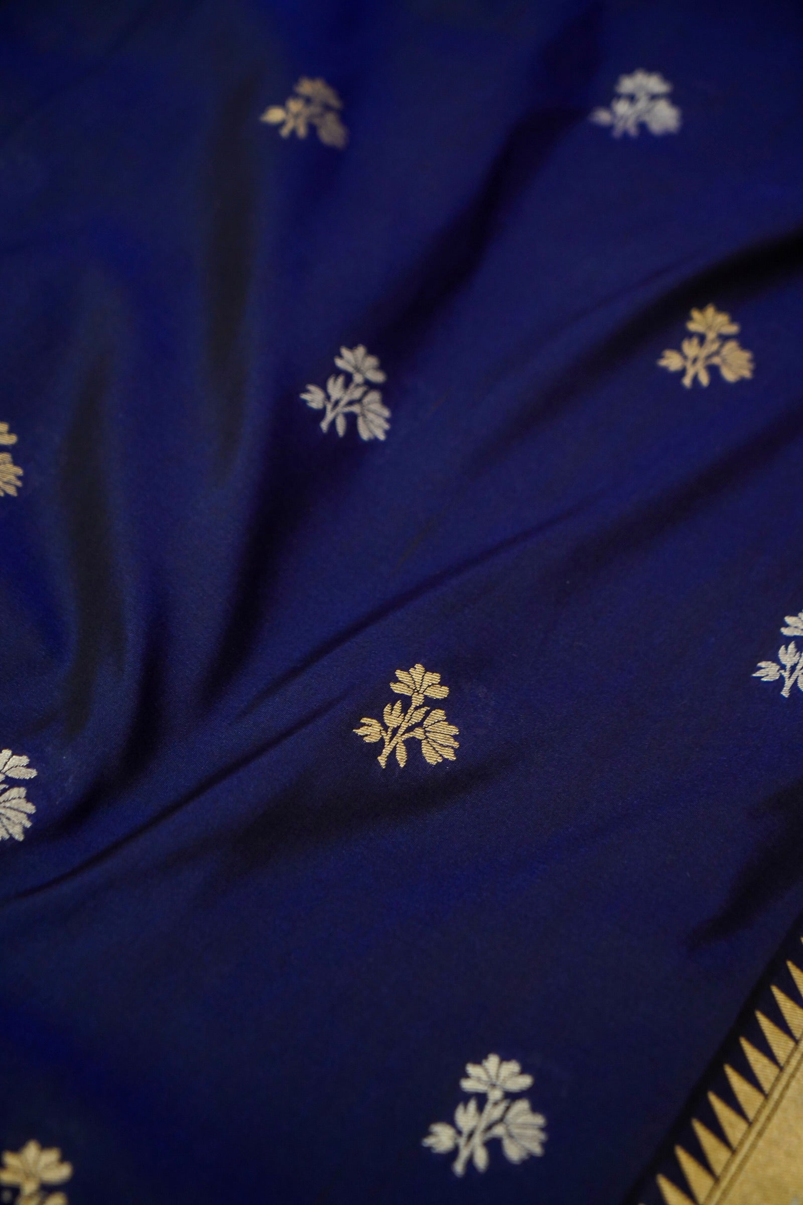 Keshavi - Midnight Blue Paithani Silk Saree with Stitched Blouse