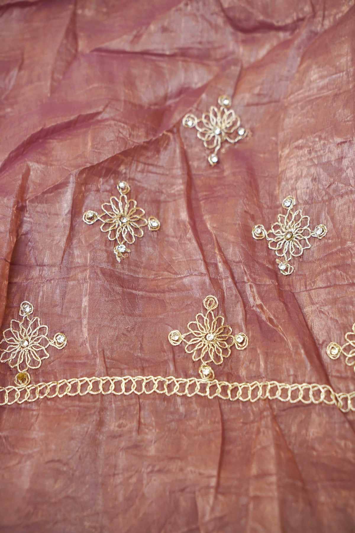 Mosaic Jewel Designer Tissue Saree – Dusty Mauve