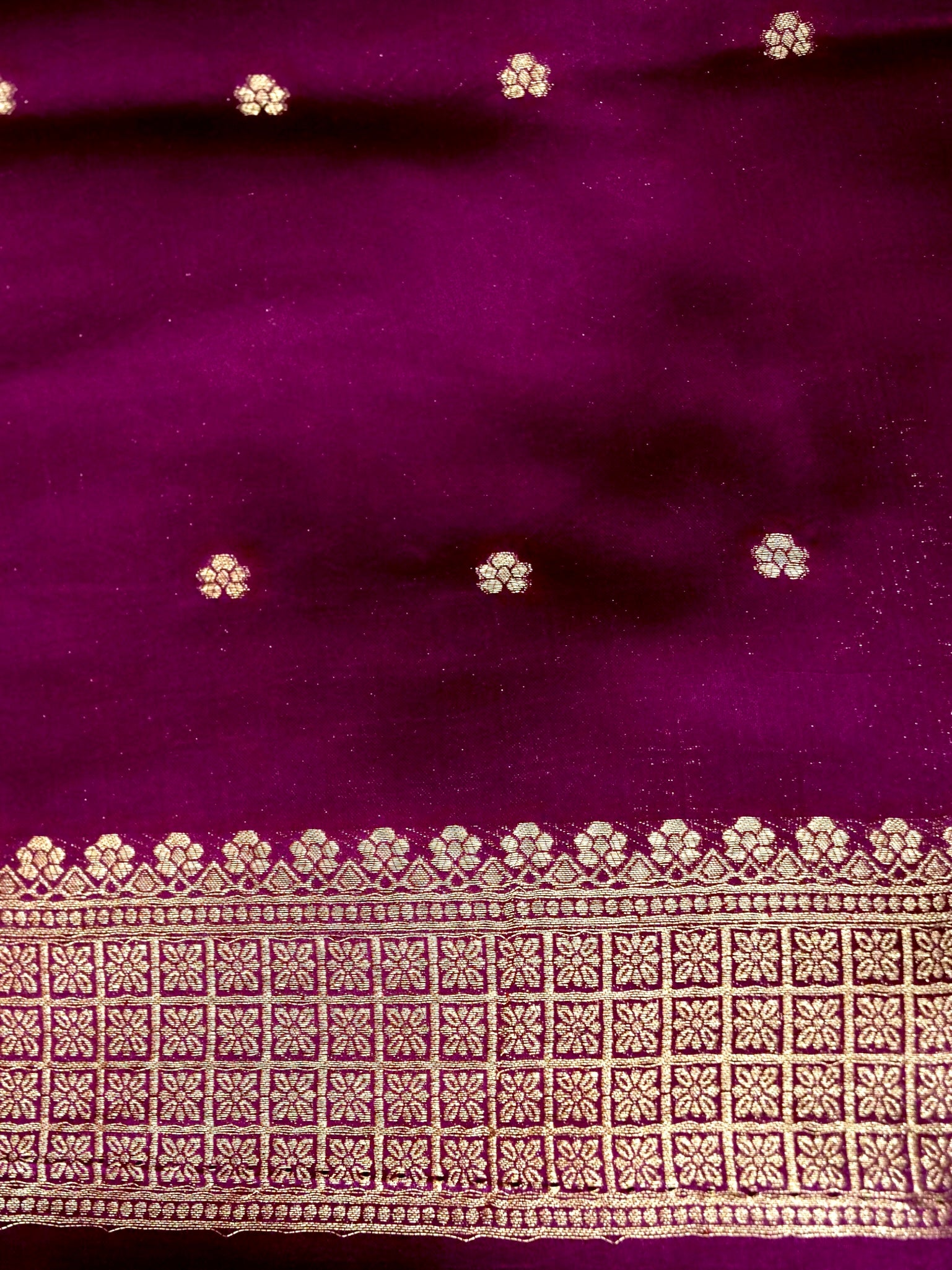 Twilight Ombré Mashru Silk Saree with Champagne Border
