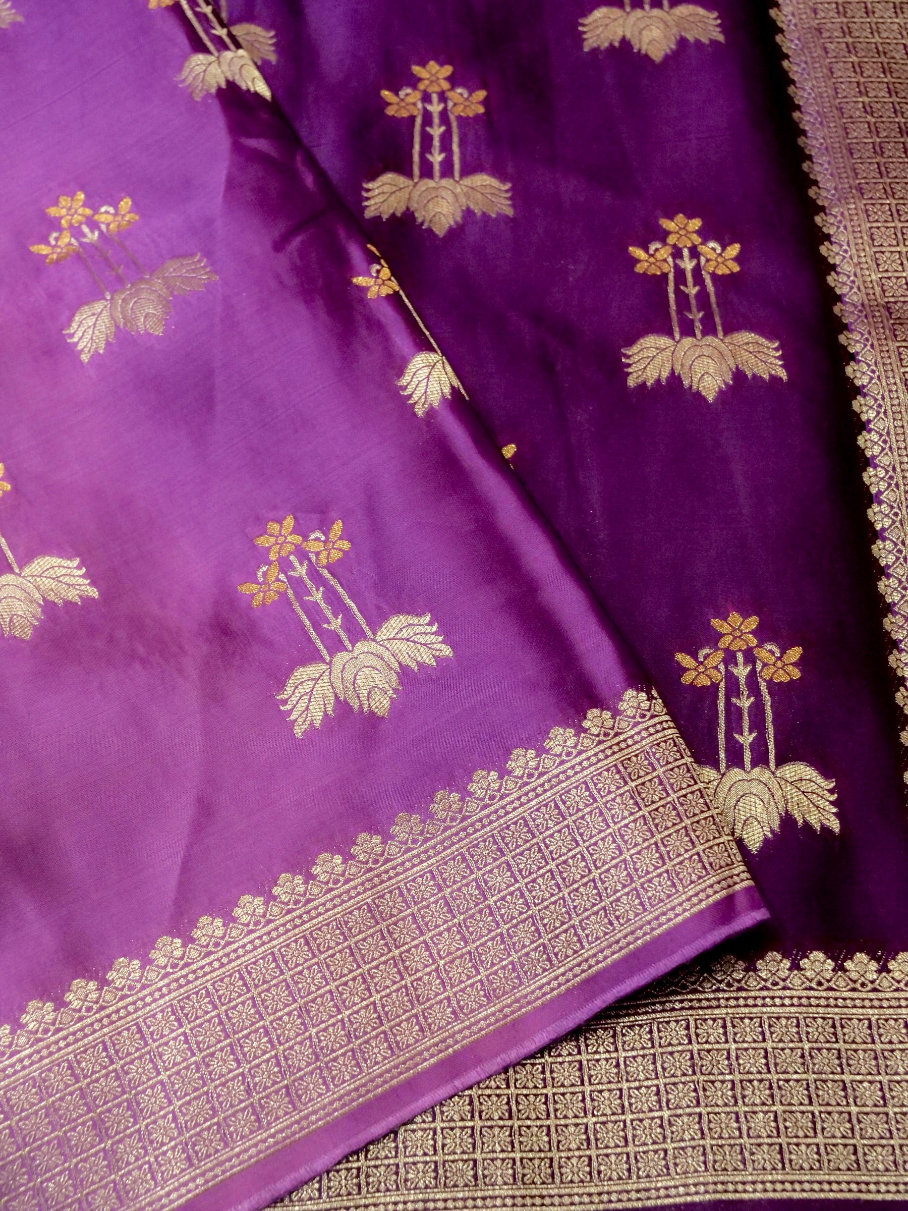 Sunset Symphony Ombré Mashru Silk Saree with Champagne Border