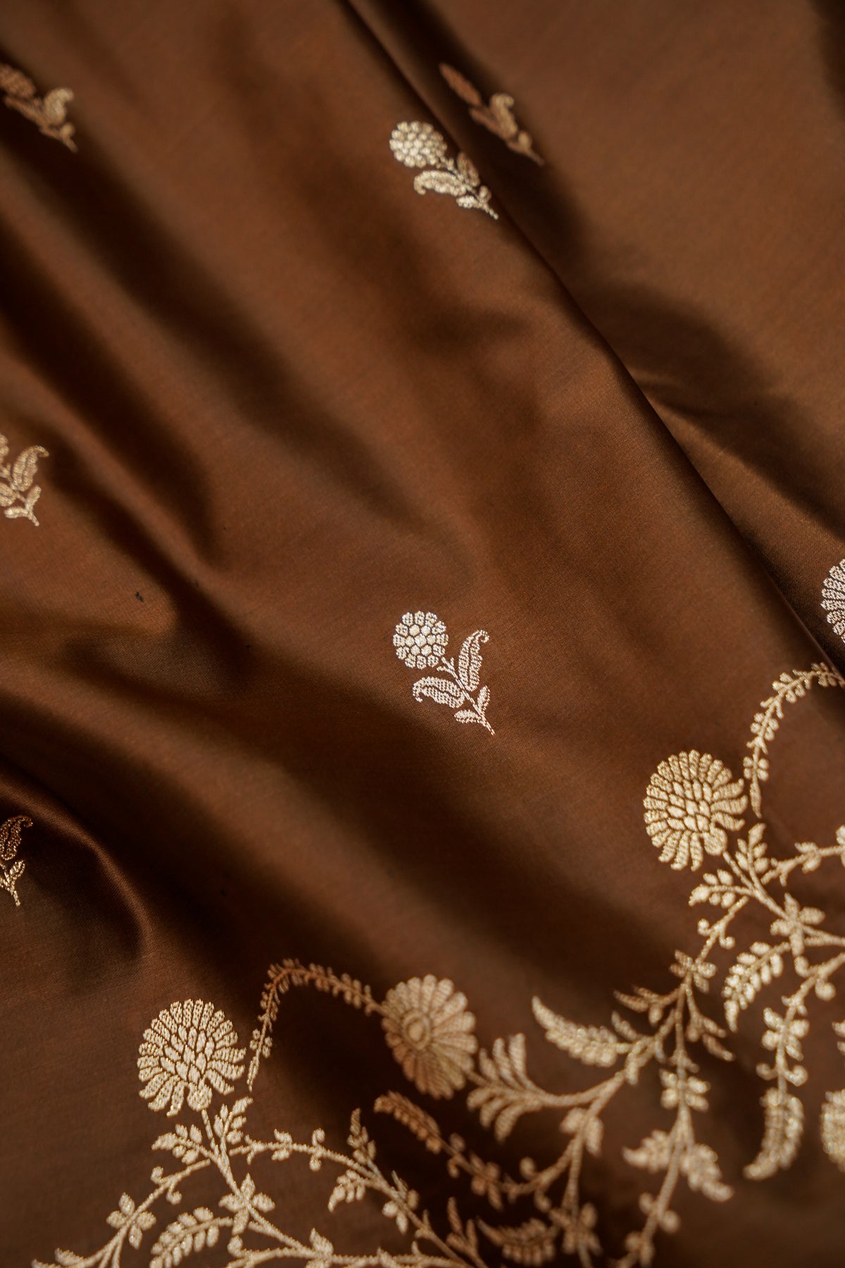 Shruti - Caramel Brown Pure Katan Silk Saree