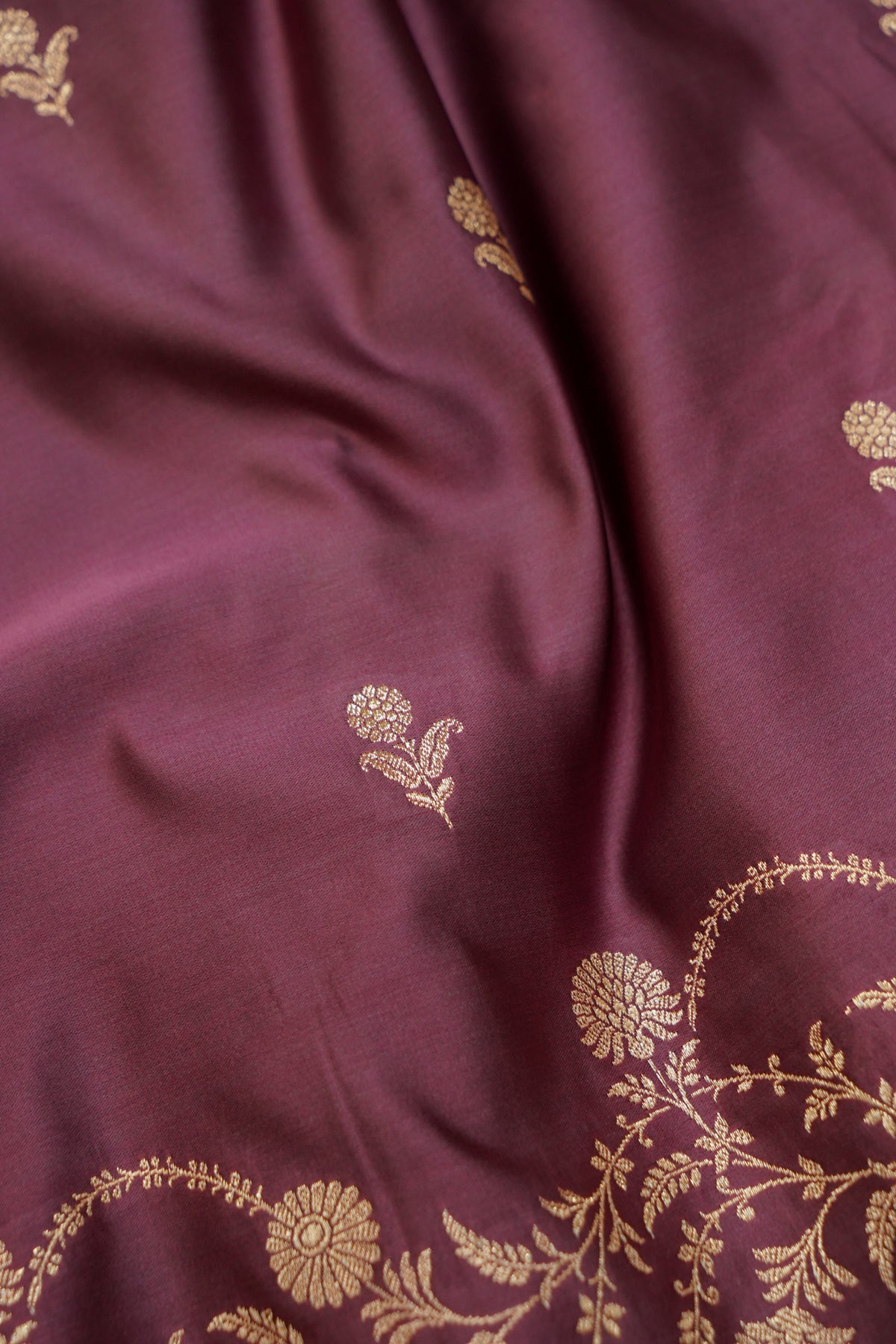 Shruti - Dusty Mauve Pure Katan Silk Saree