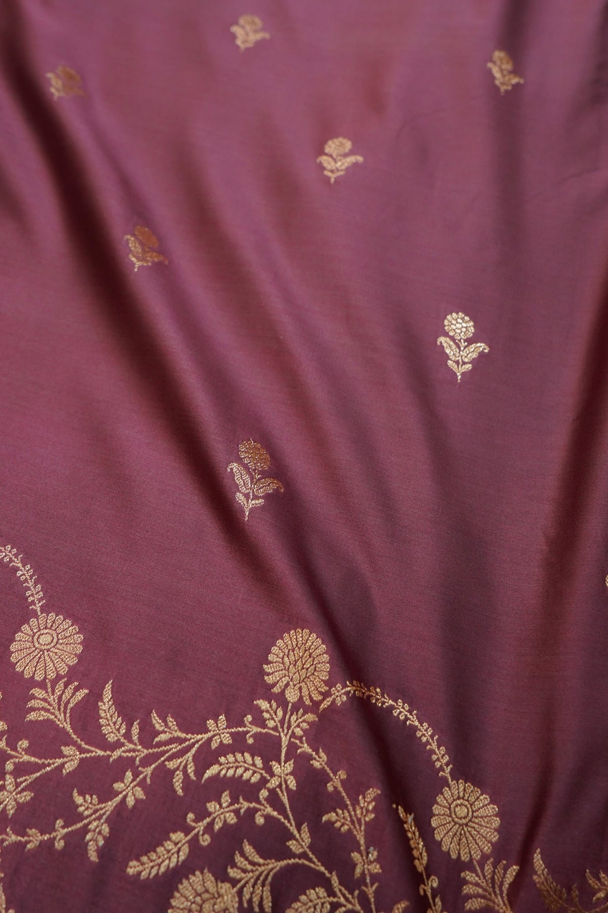 Shruti - Dusty Mauve Pure Katan Silk Saree