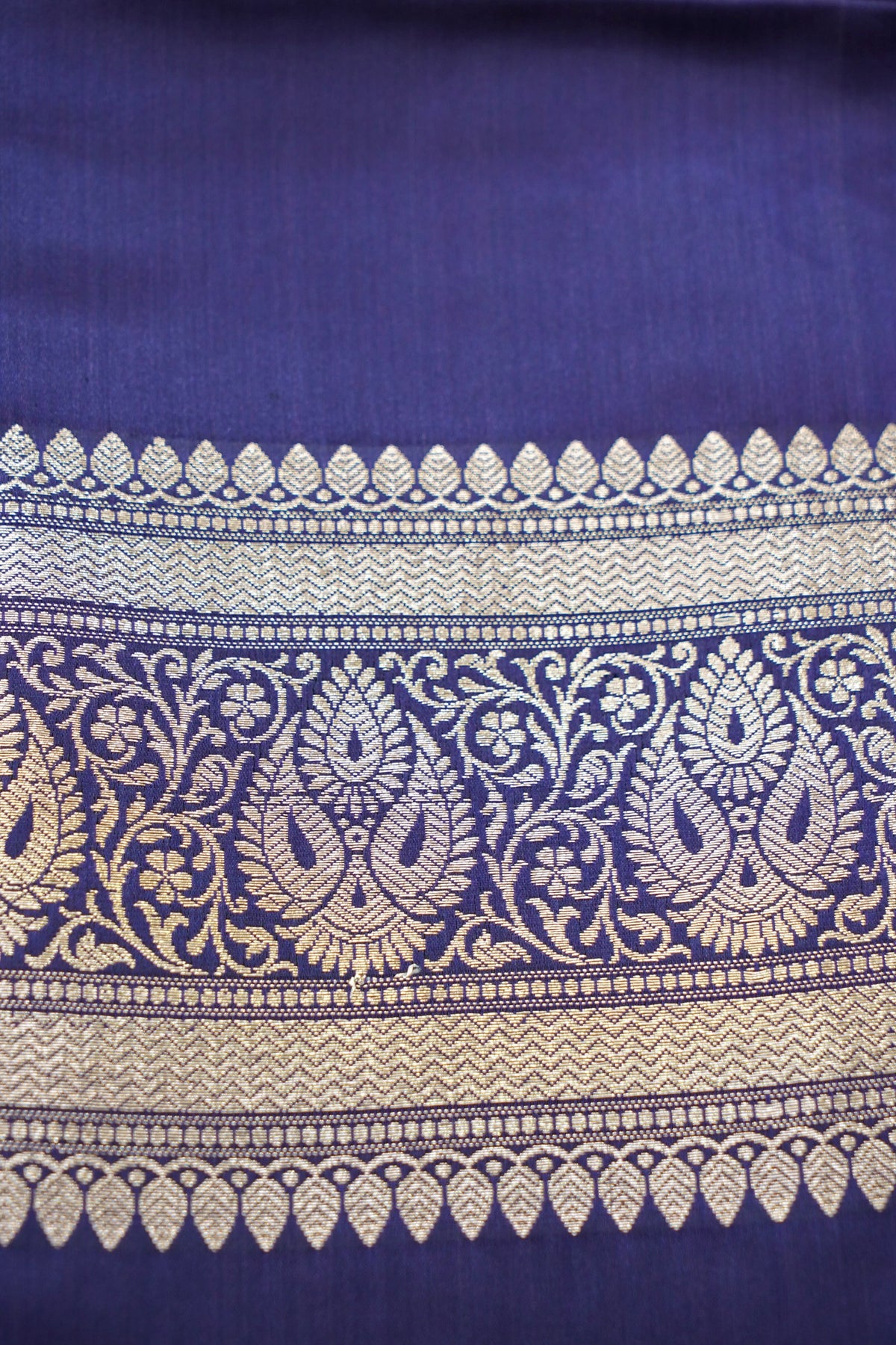 Rich Sapphire Blue Pure Banarasi Katan Silk Saree with light Gold Zari Weaving