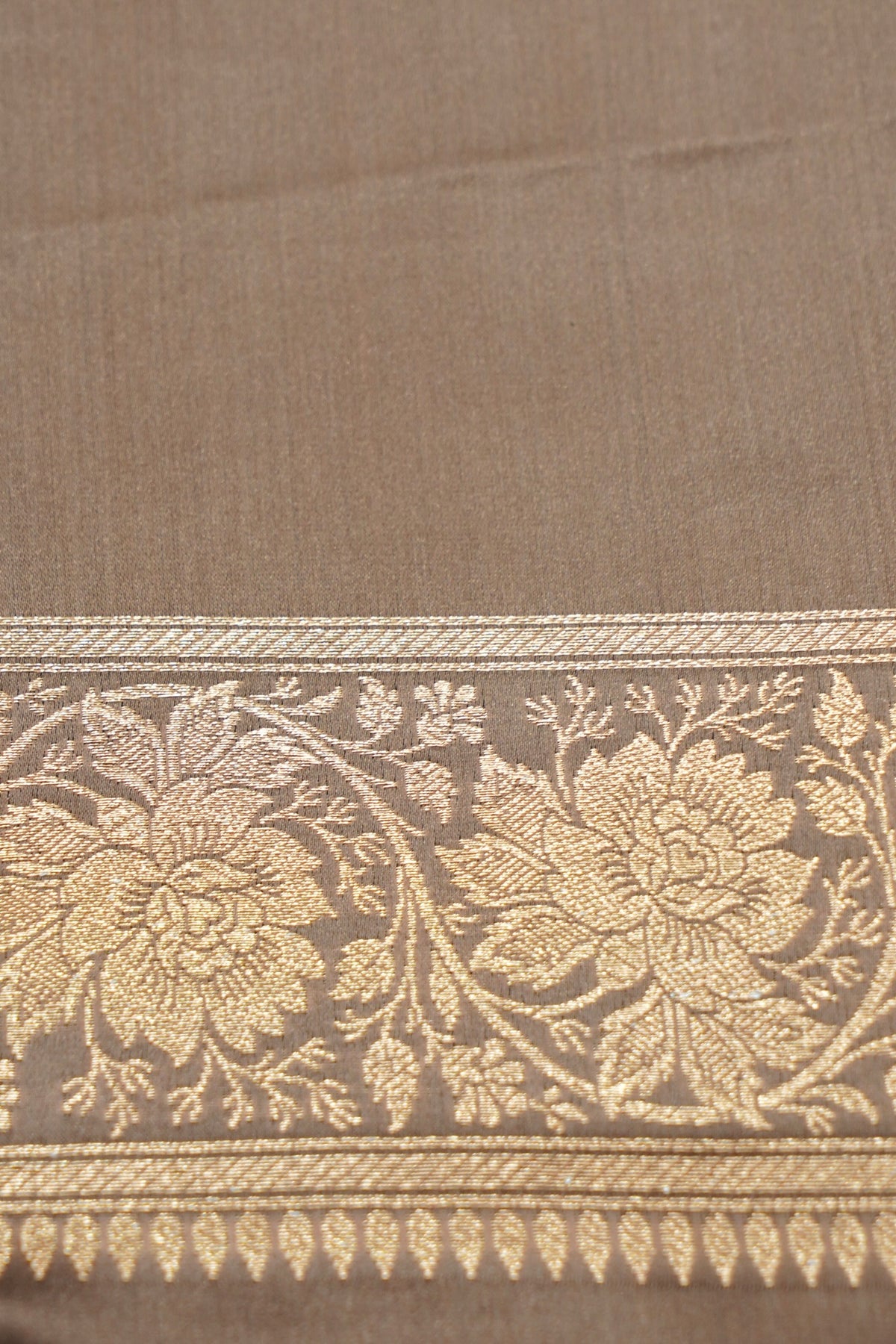 Kruti - Pure Katan Silk Saree in Taupe Beige