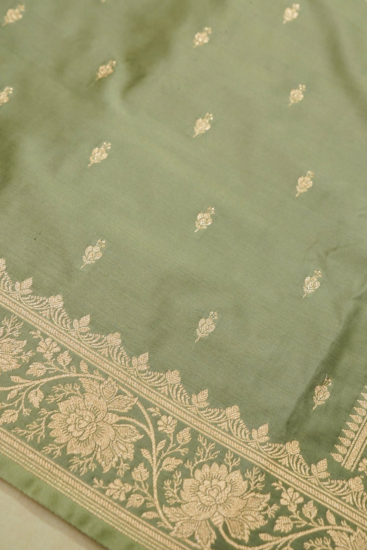 Kruti - Pure Katan Silk Saree in Pistachio Green