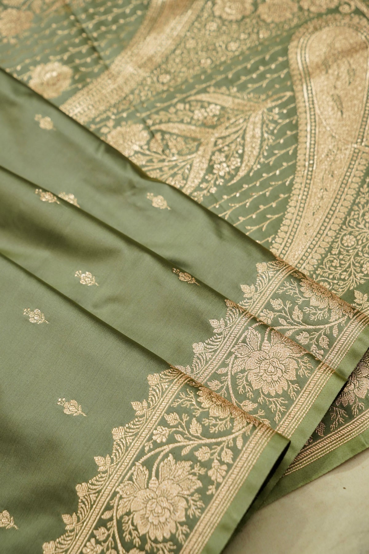 Kruti - Pure Katan Silk Saree in Pistachio Green