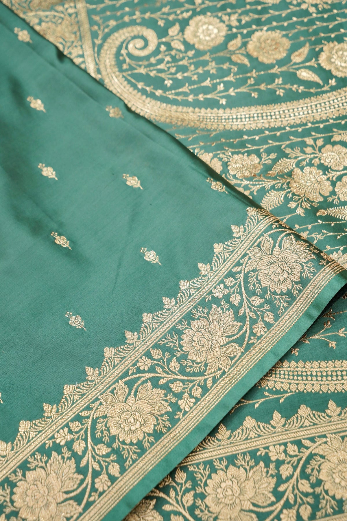 Kruti - Pure Katan Silk Saree in Teal Green
