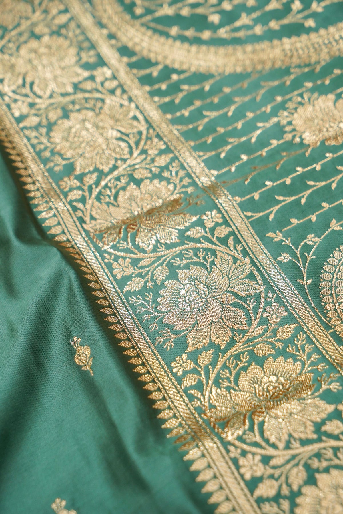 Kruti - Pure Katan Silk Saree in Teal Green