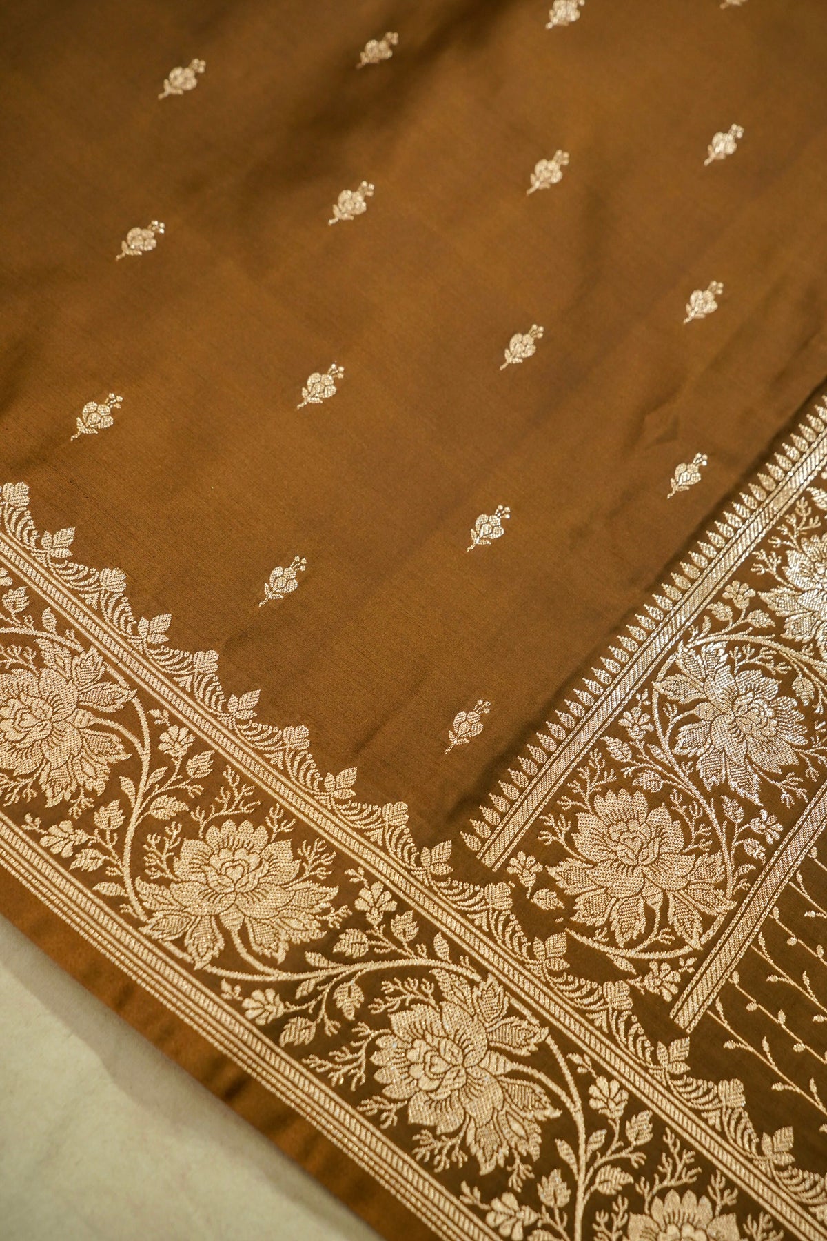 Kruti - Pure Katan Silk Saree in Mustard Gold