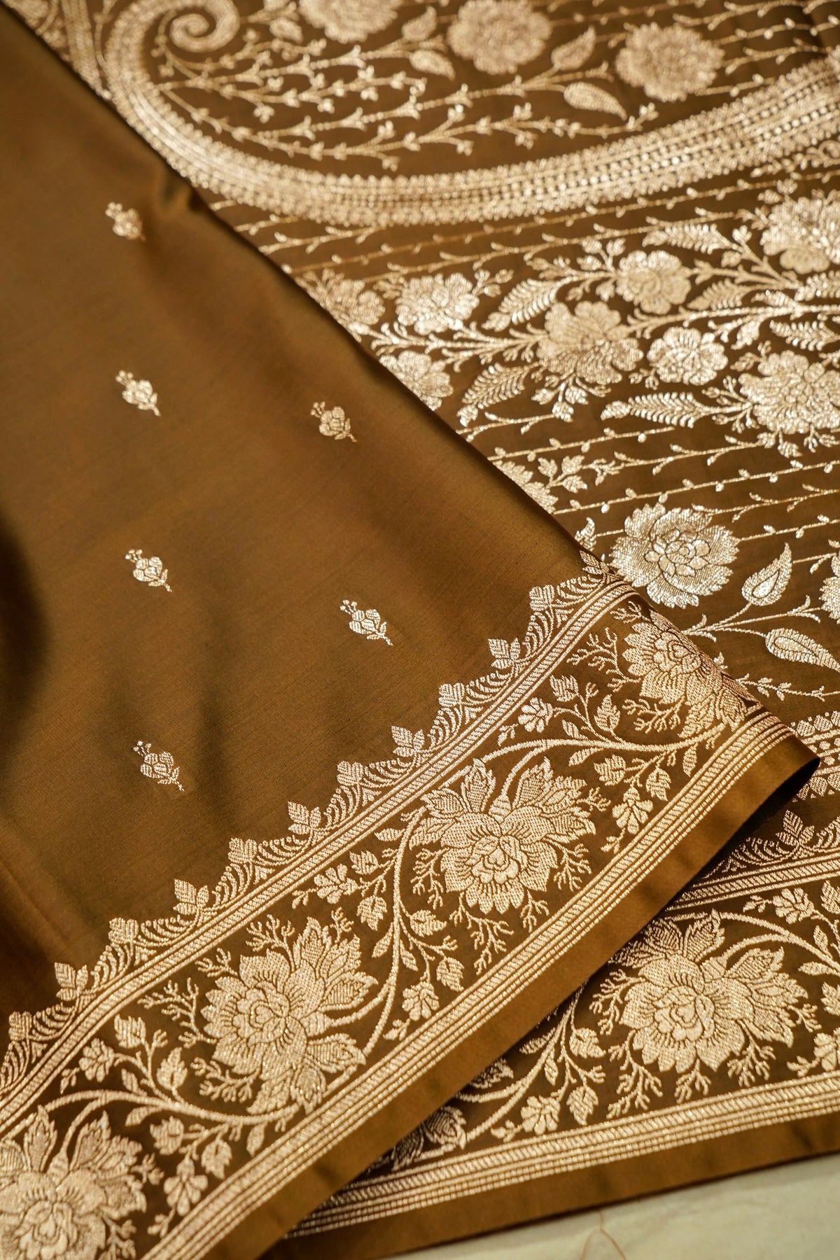 Kruti - Pure Katan Silk Saree in Mustard Gold