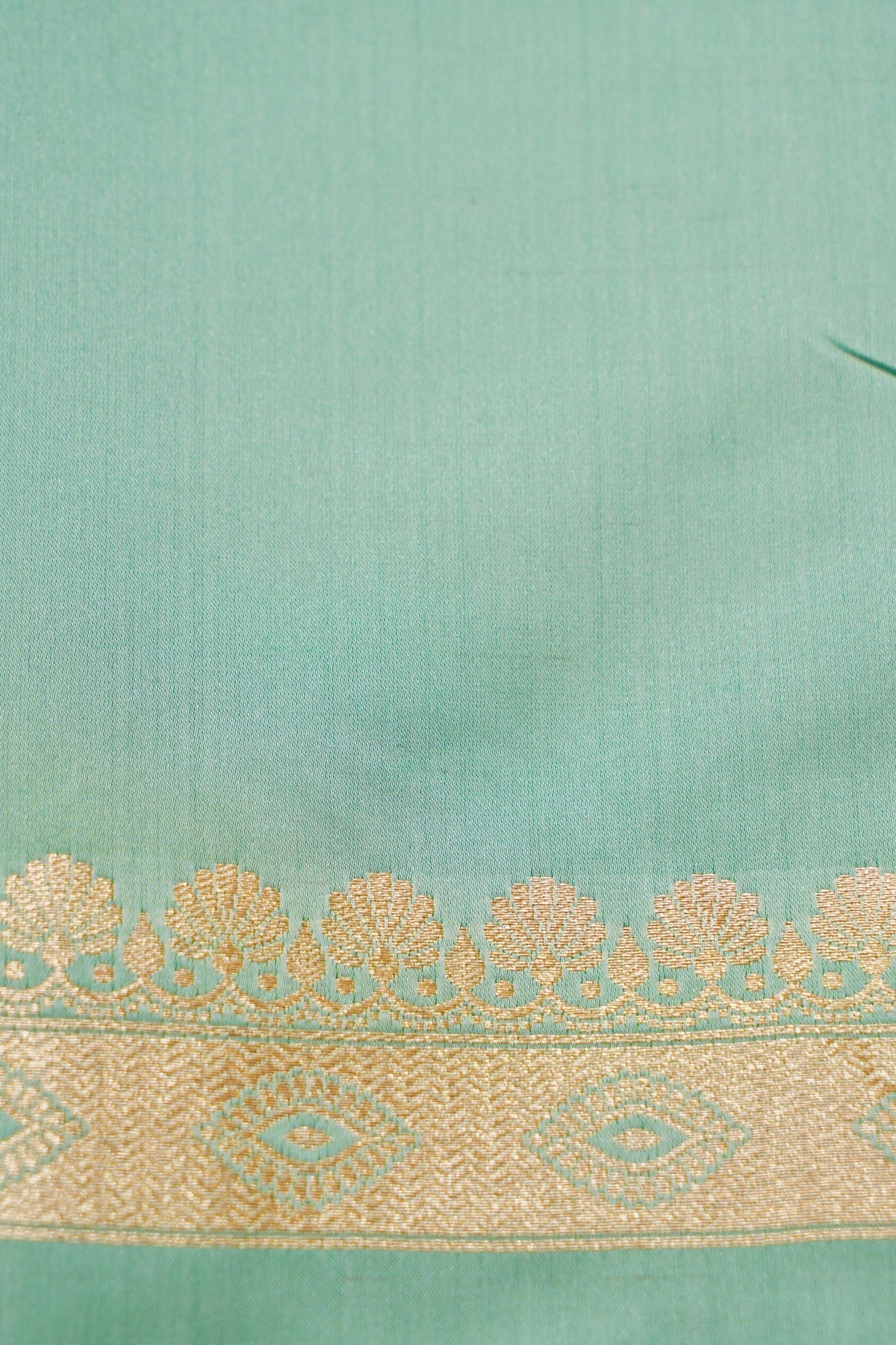 Saadgi - Mint Green Pure Katan Silk Saree with Multicolor Meenakari Border