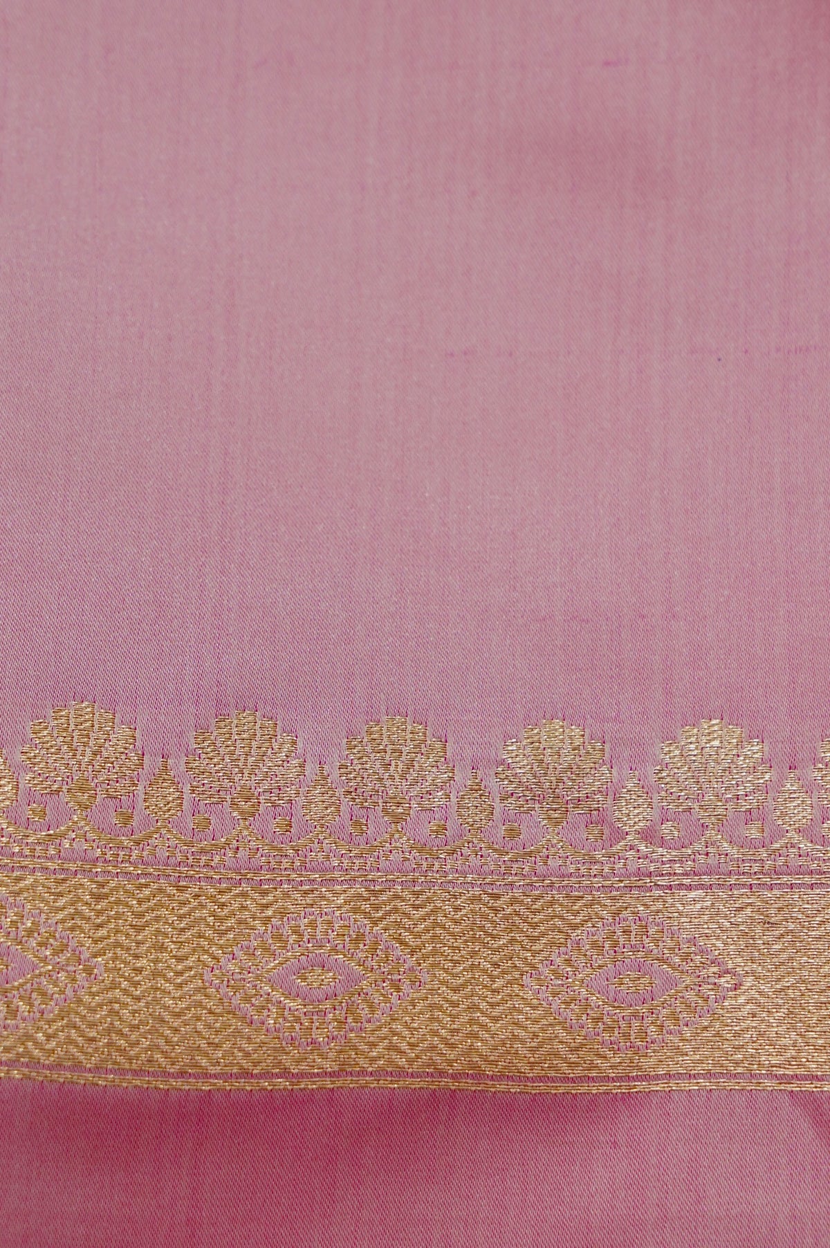 Saadgi - Blush Pink Pure Katan Silk Saree with Multicolor Meenakari Border