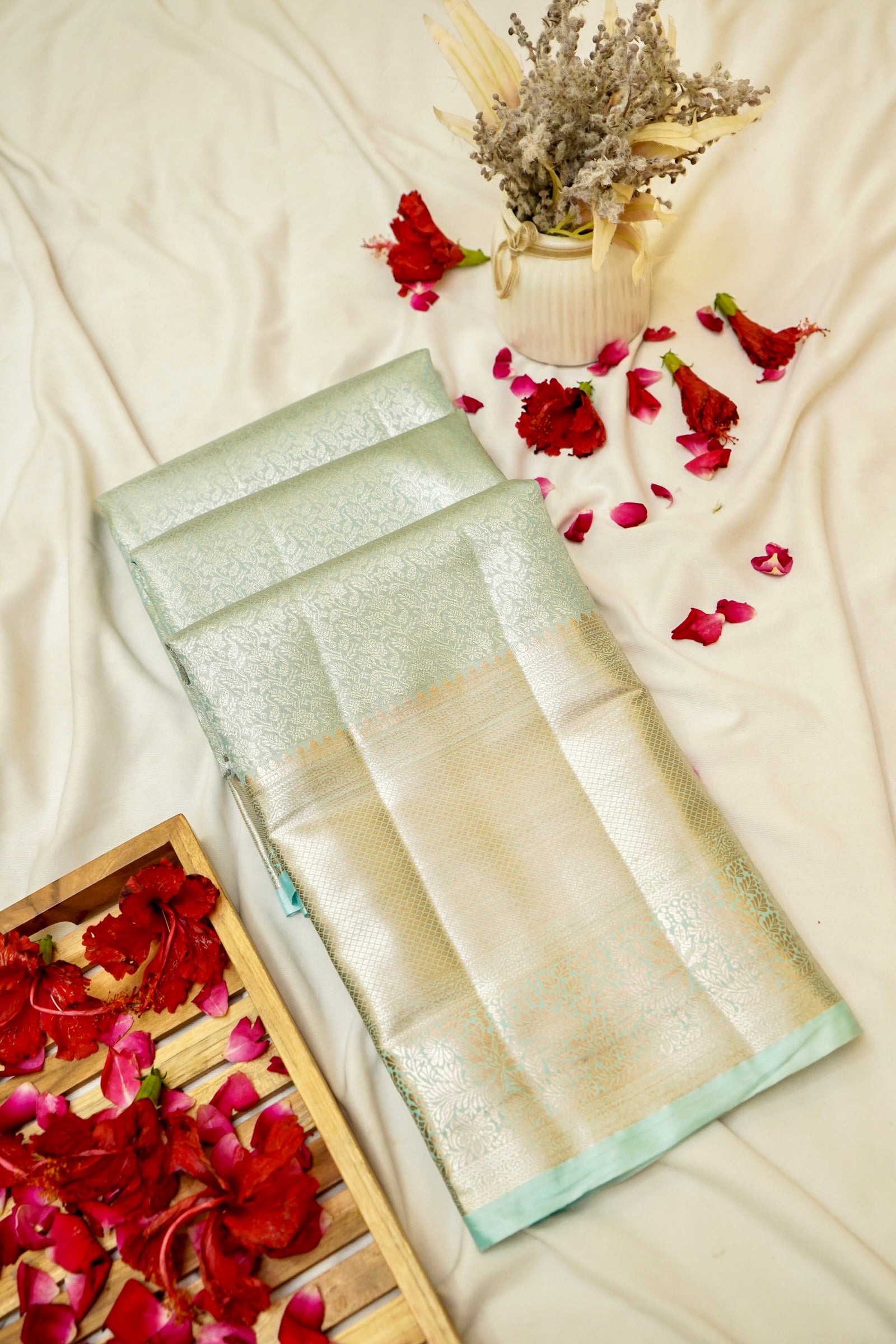 Maithili - Soft Mint Kanjivaram Tissue Silk Saree