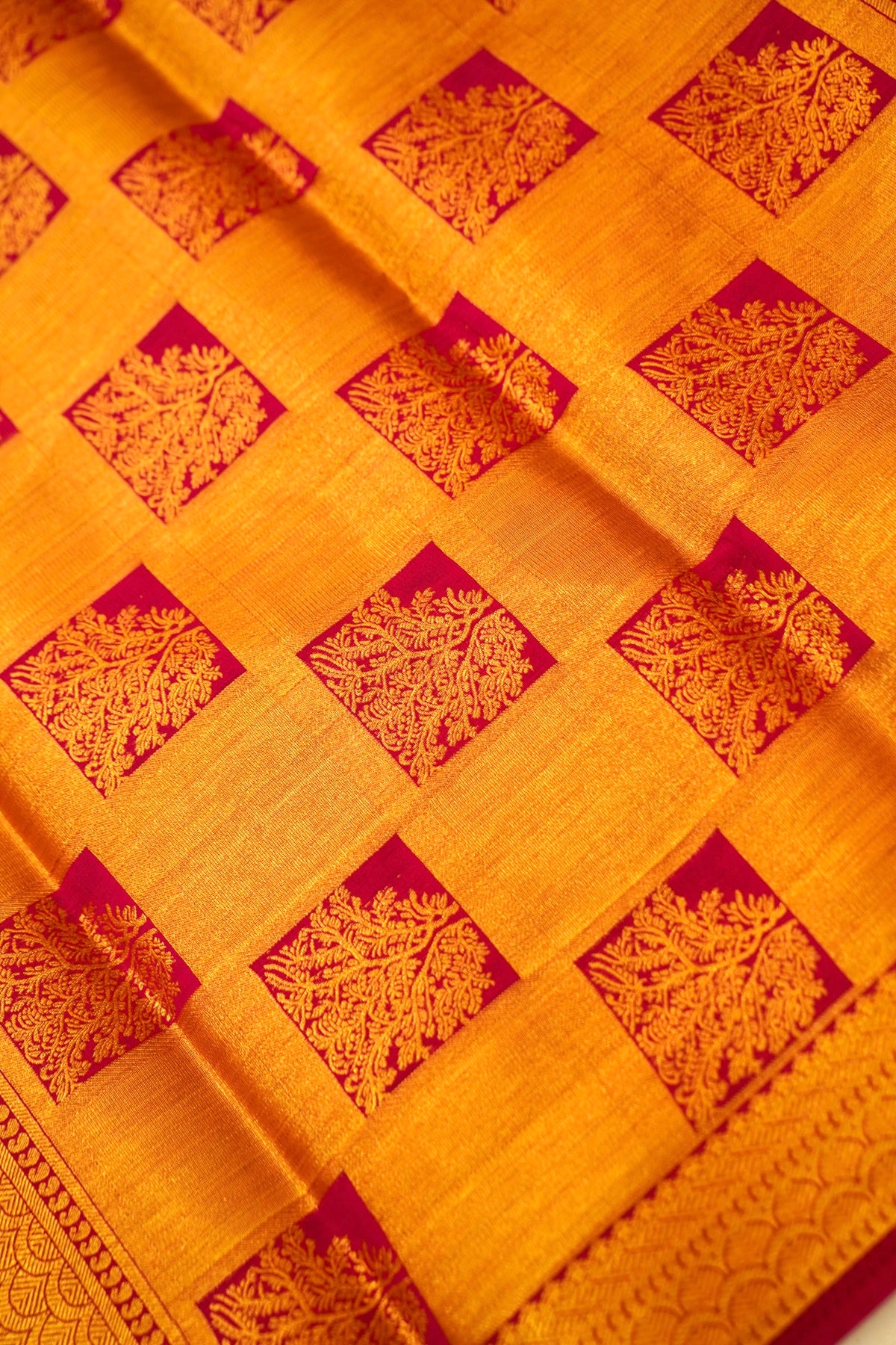 Maithili - Navy Blue Mysore Crepe Silk Saree with Magenta Border