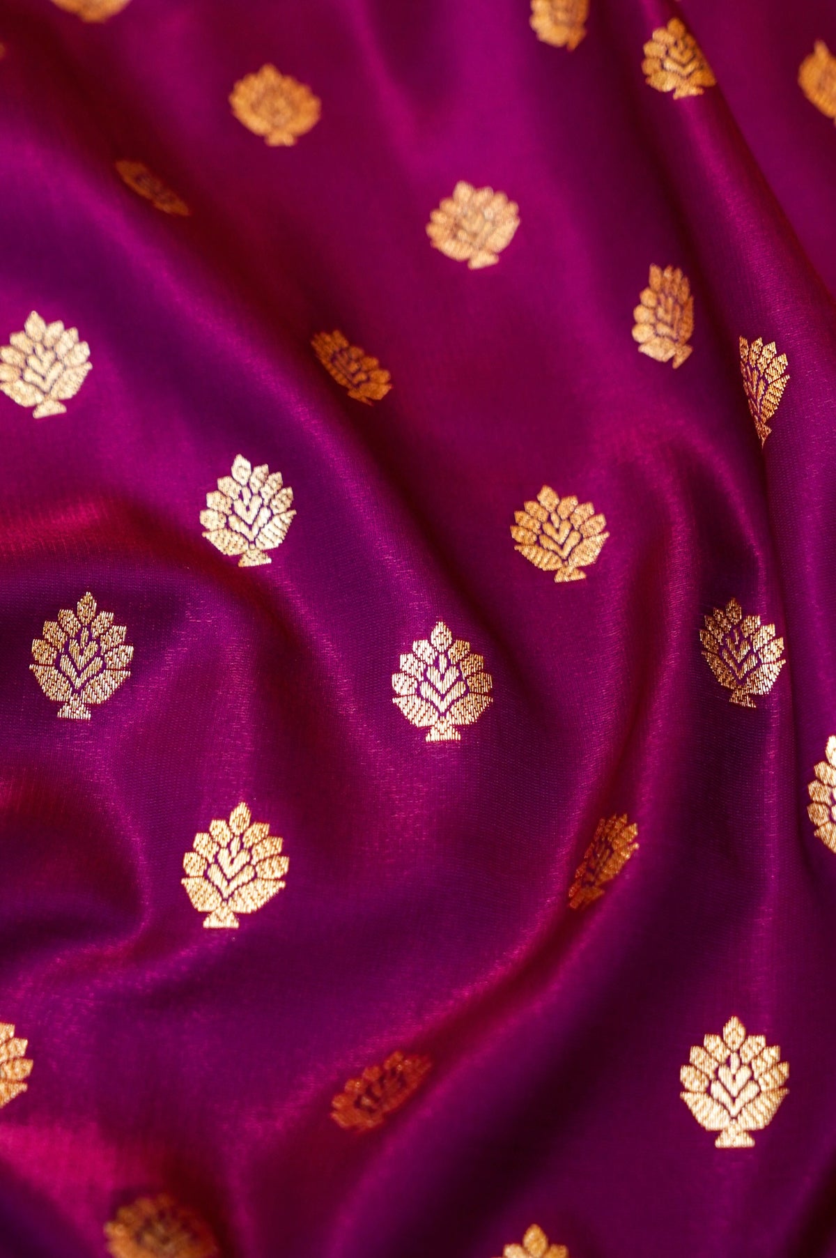 Royal Magenta-Maroon Banarasi Silk Saree with Golden Zari Weave