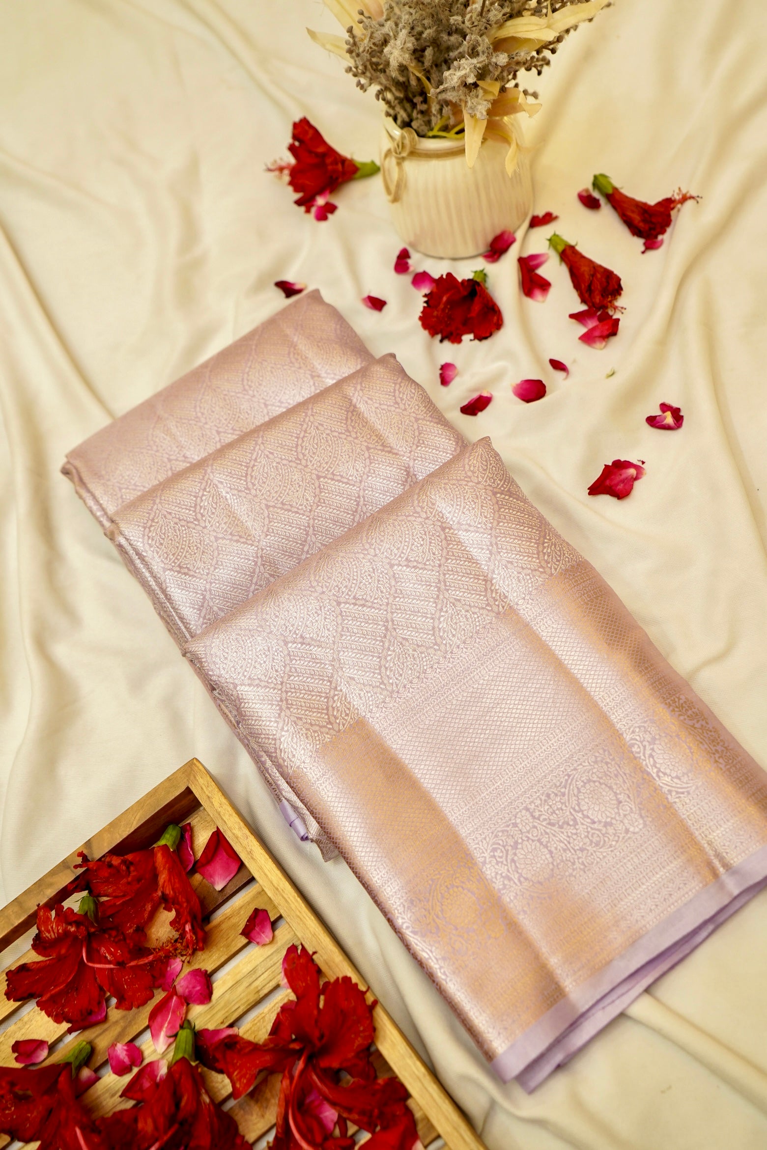 Maithili - Pastel Lilac Kanjivaram Tissue Silk Saree