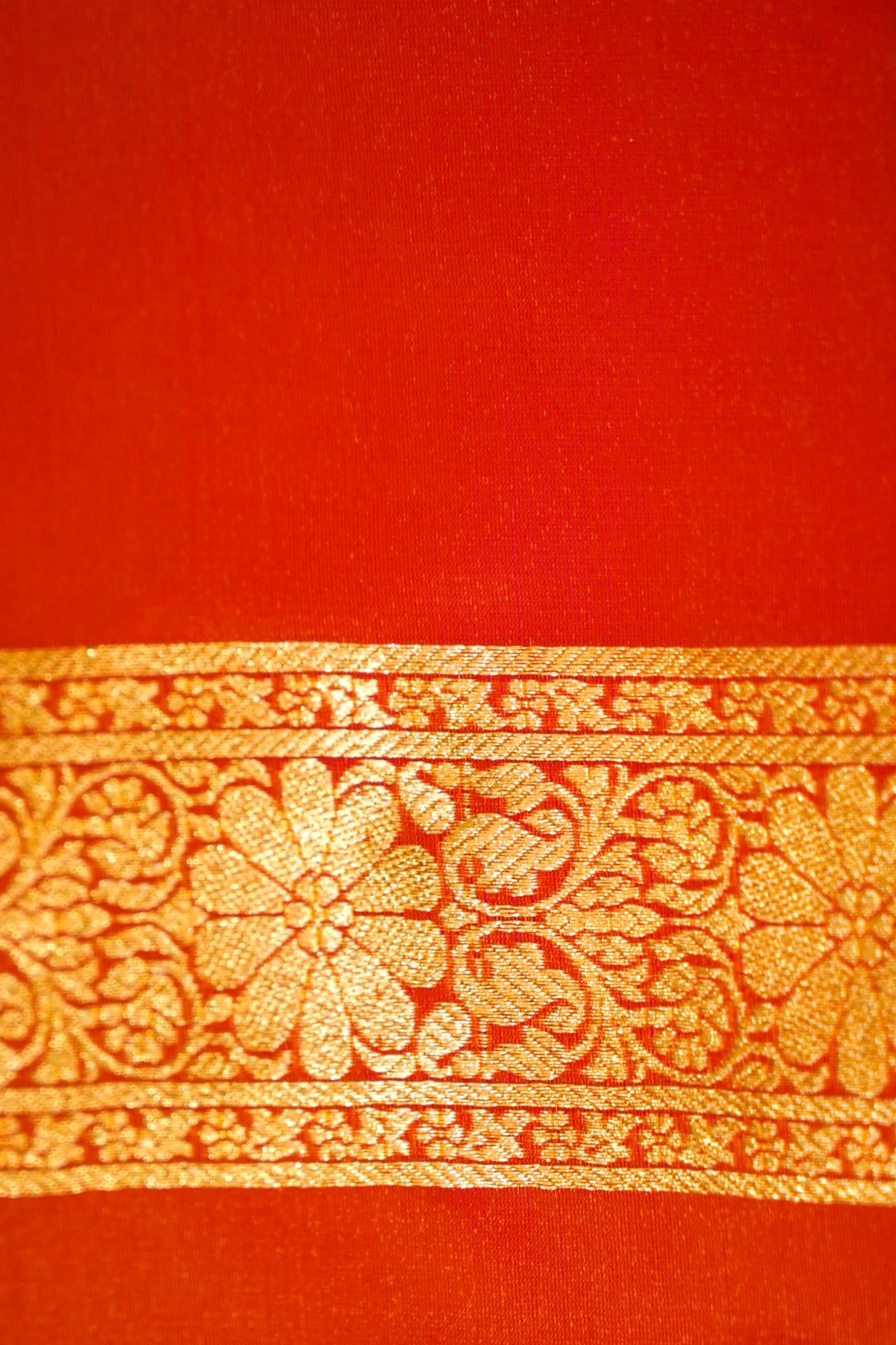 Royal Orange Banarasi Silk Saree with Golden Zari Weave