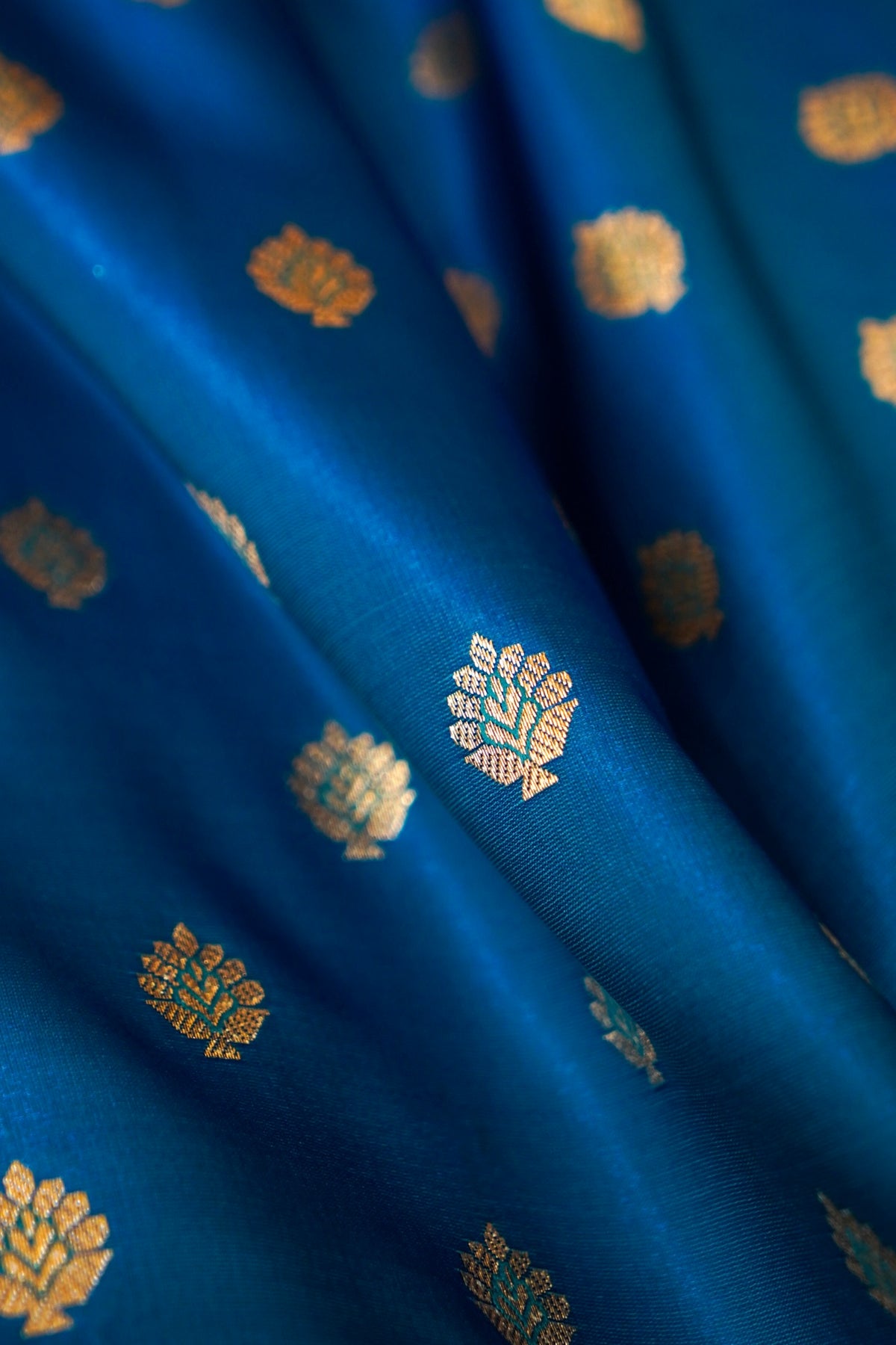 Royal Sky-Blue Banarasi Silk Saree with Golden Zari Weave