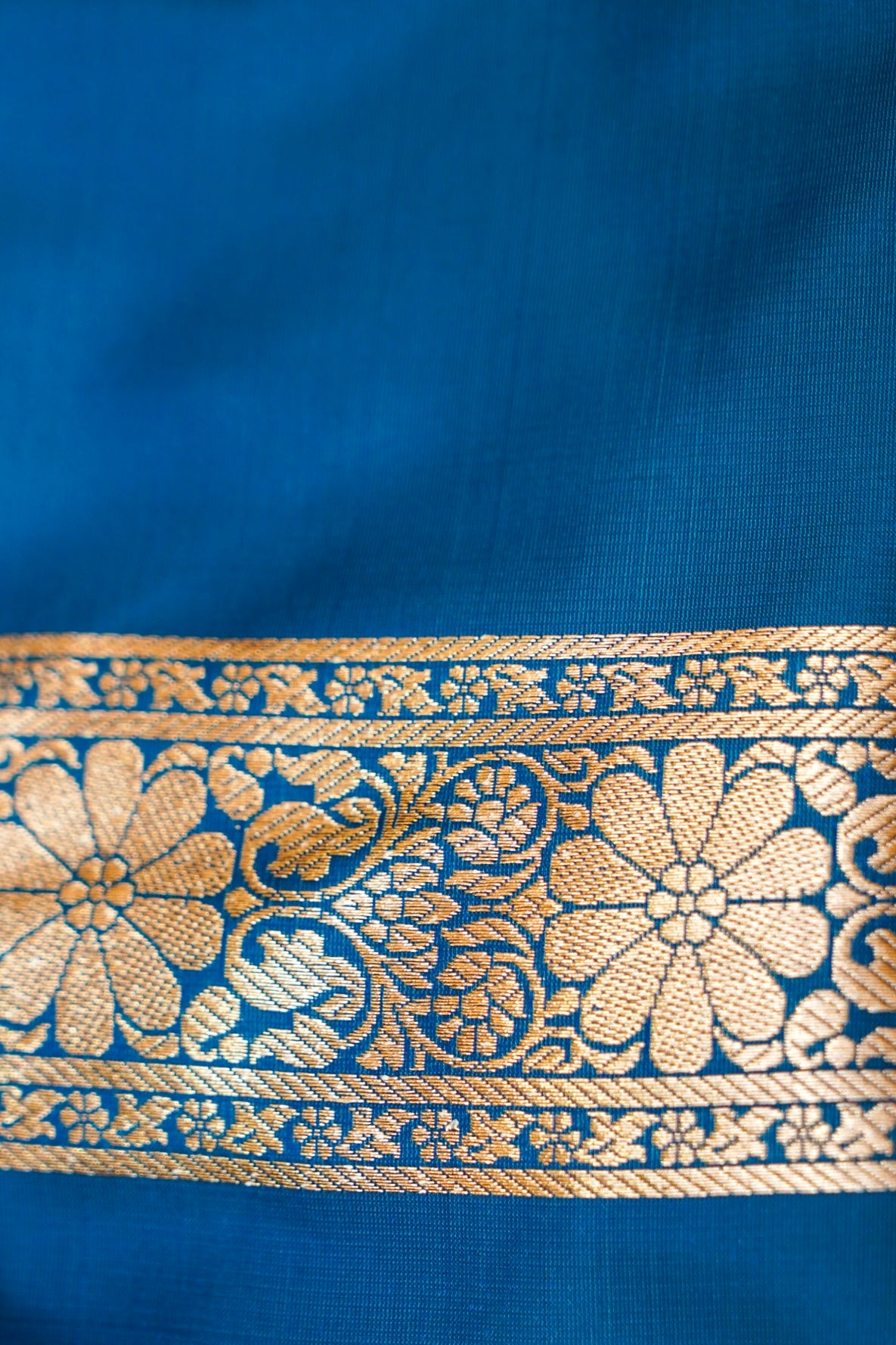 Royal Sky-Blue Banarasi Silk Saree with Golden Zari Weave