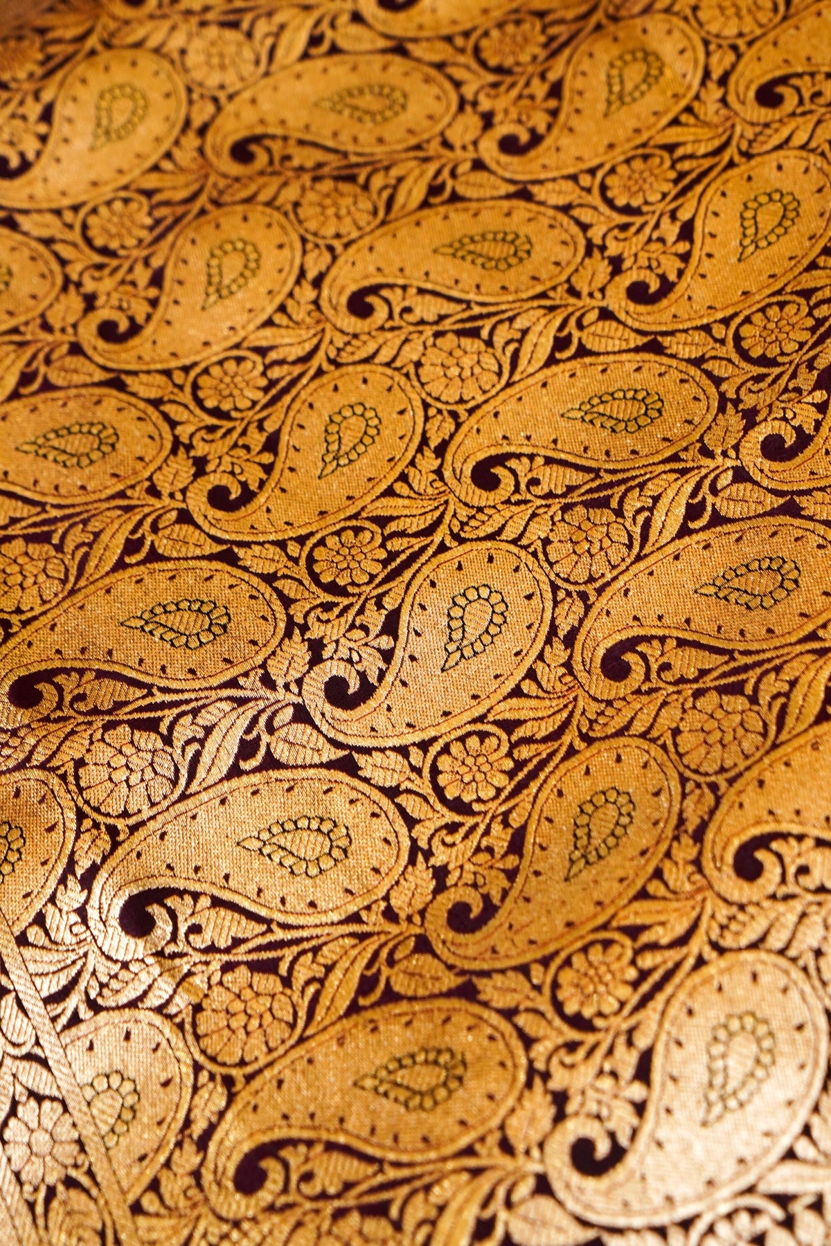 Royal Wine Maroon Banarasi Silk Saree with Golden Zari Weave