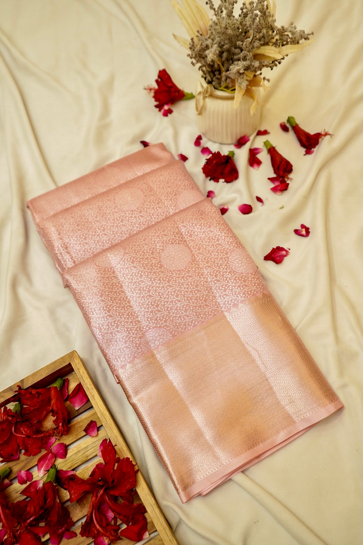 Maithili - Blush Pink Kanjivaram Tissue Silk Saree