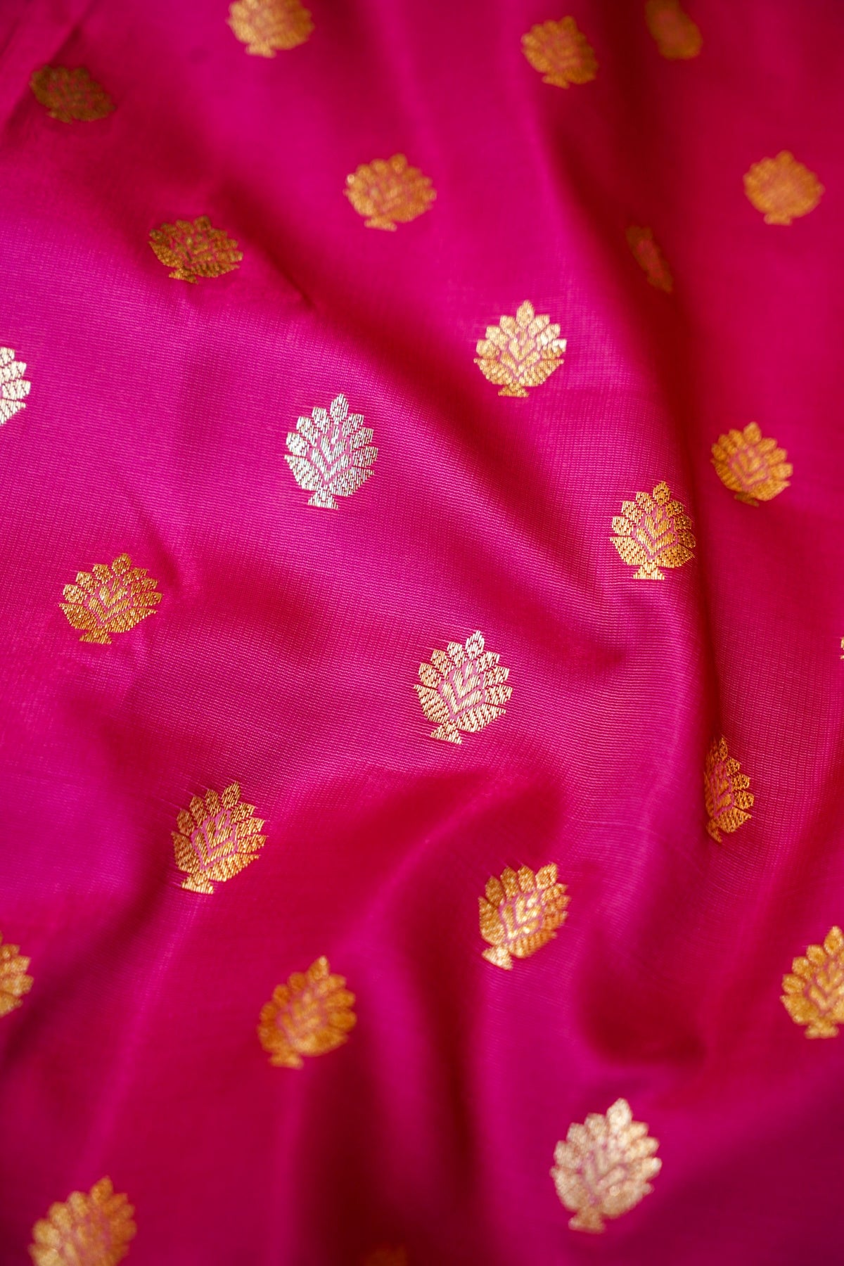 Royal Pink Banarasi Silk Saree with Golden Zari Weave
