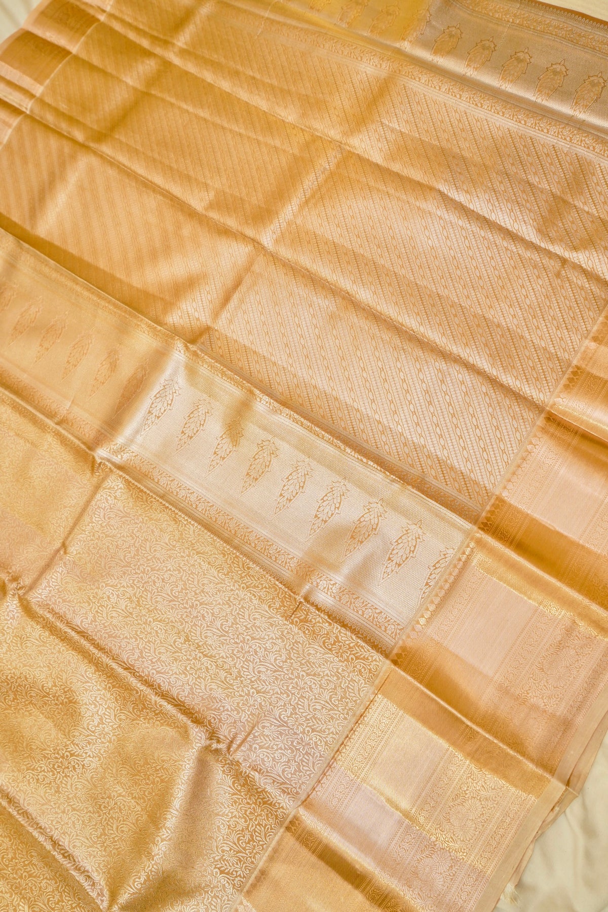 Maithili - Soft Gold Beige Kanjivaram Tissue Silk Saree