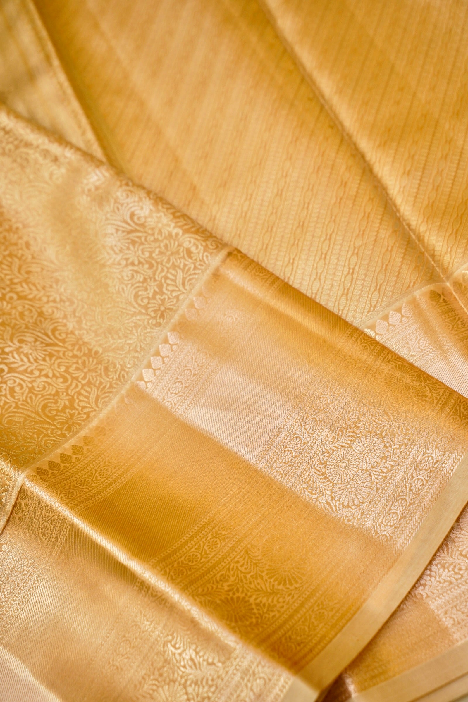 Maithili - Soft Gold Beige Kanjivaram Tissue Silk Saree