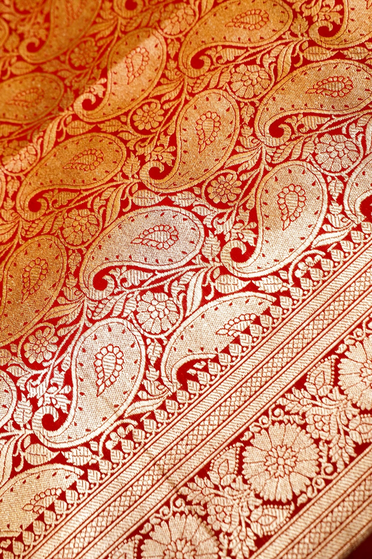 Royal Magenta-Red Banarasi Silk Saree with Golden Zari Weave