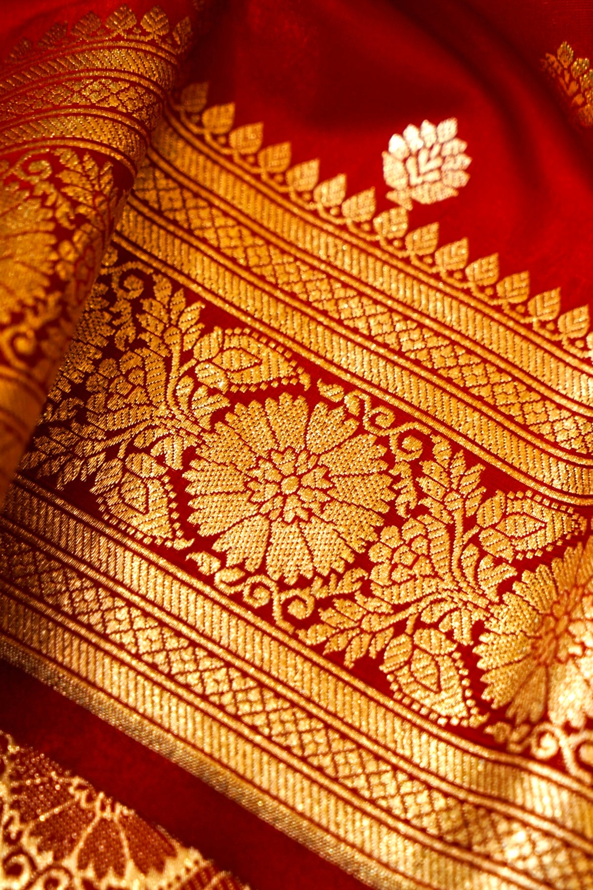 Royal Magenta-Red Banarasi Silk Saree with Golden Zari Weave