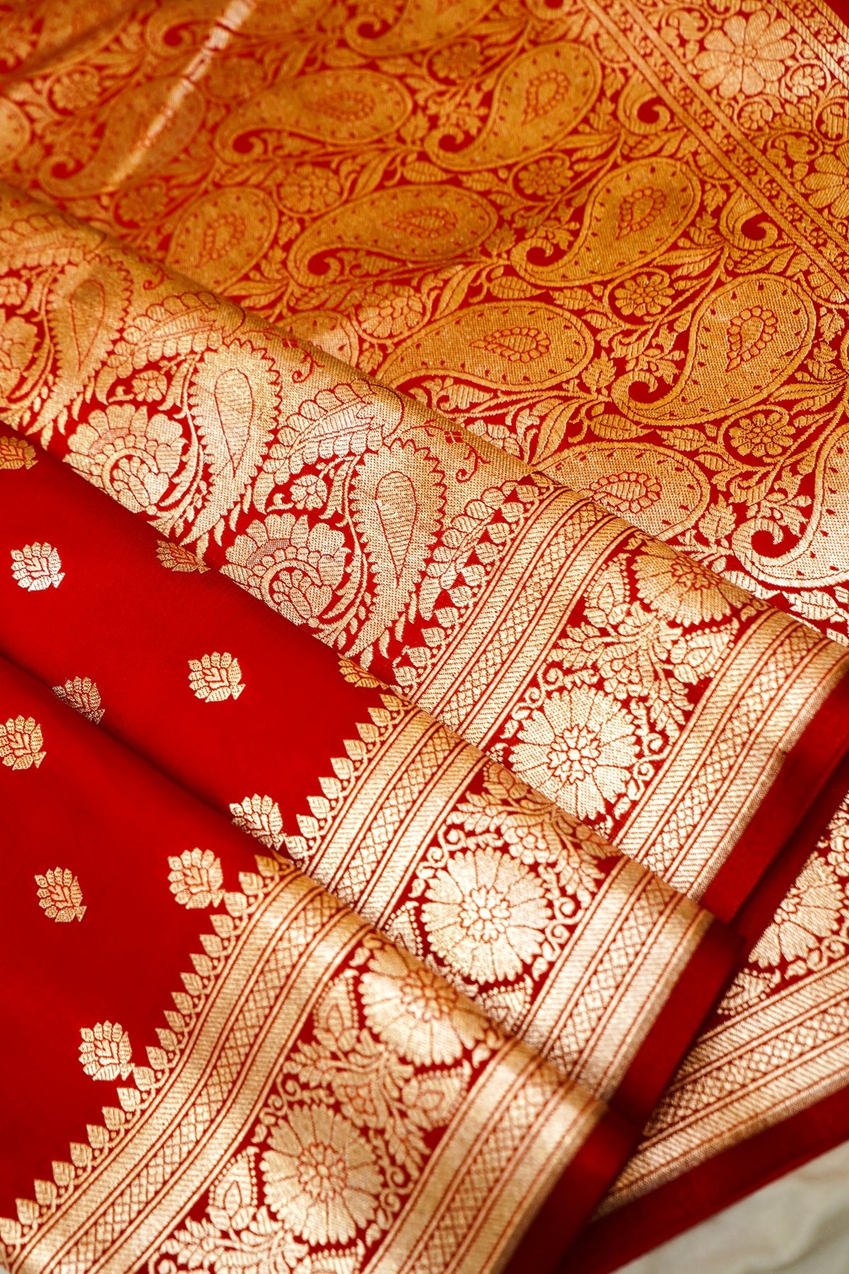 Royal Magenta-Red Banarasi Silk Saree with Golden Zari Weave
