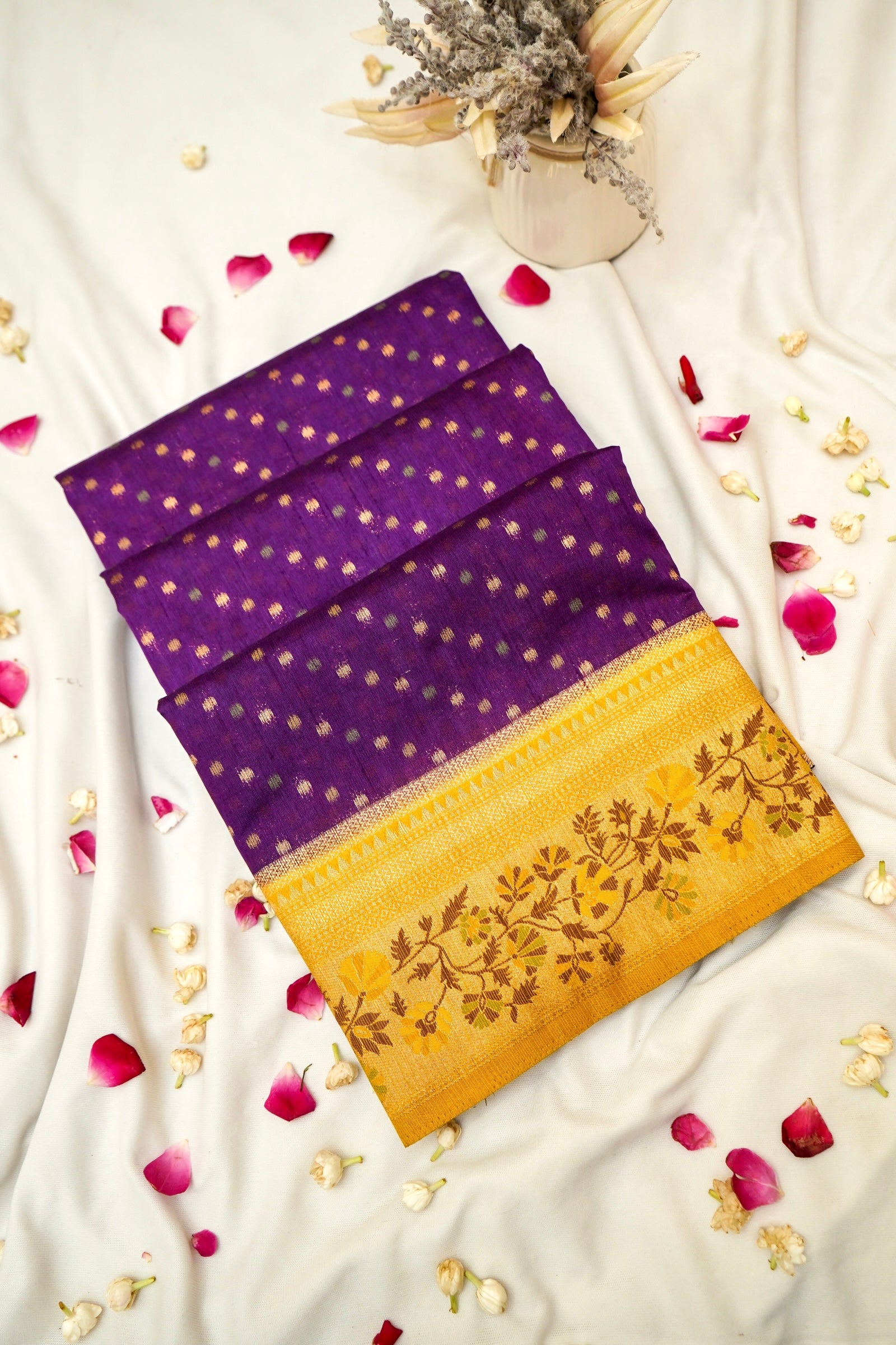 Royal Purple Paithani Style Ikkat Patola Silk Saree with Stitched Blouse