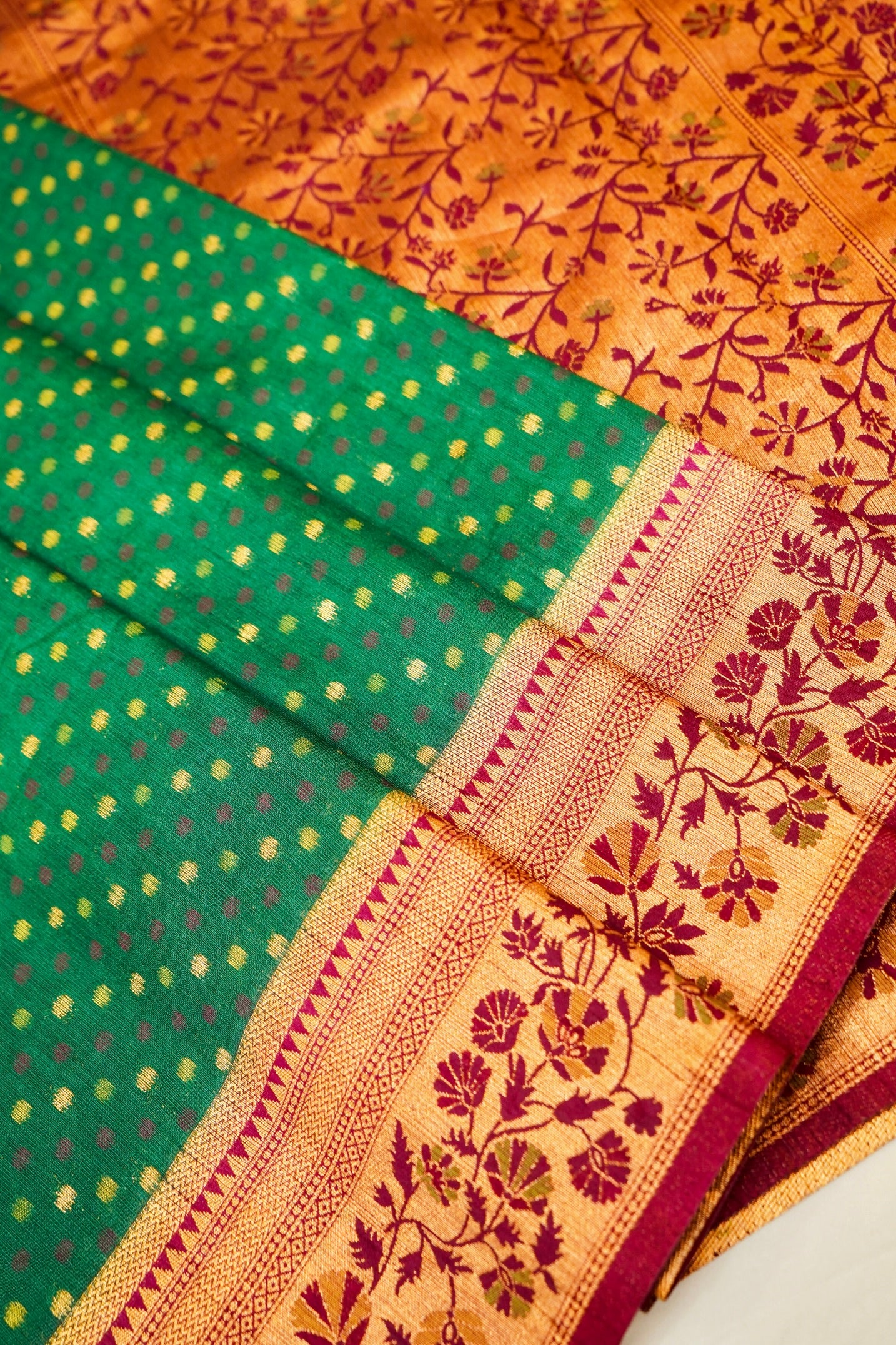 Emerald Green Paithani Style Ikkat Patola Silk Saree with Stitched Blouse