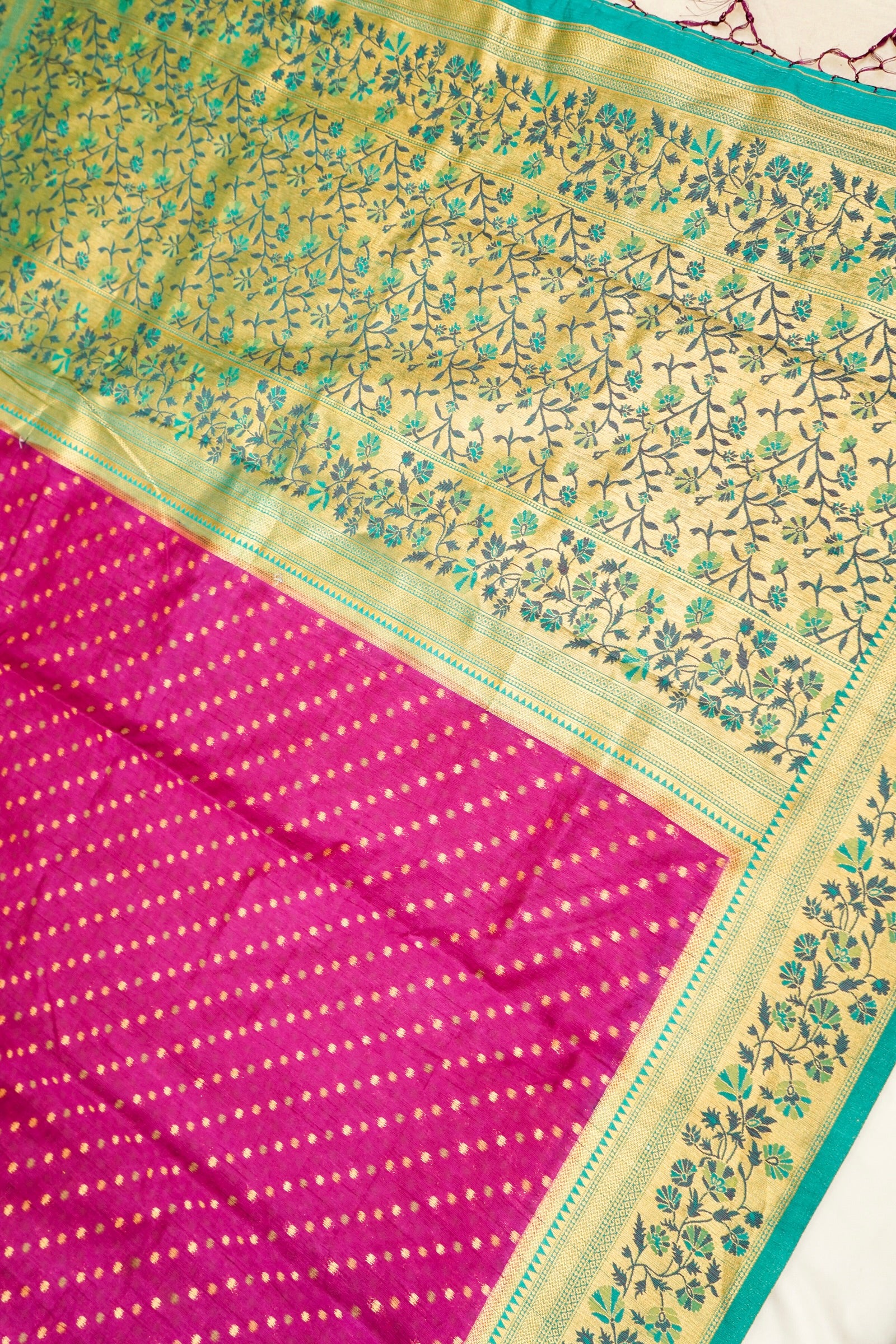Rani Pink Paithani Style Ikkat Patola Silk Saree with Stitched Blouse