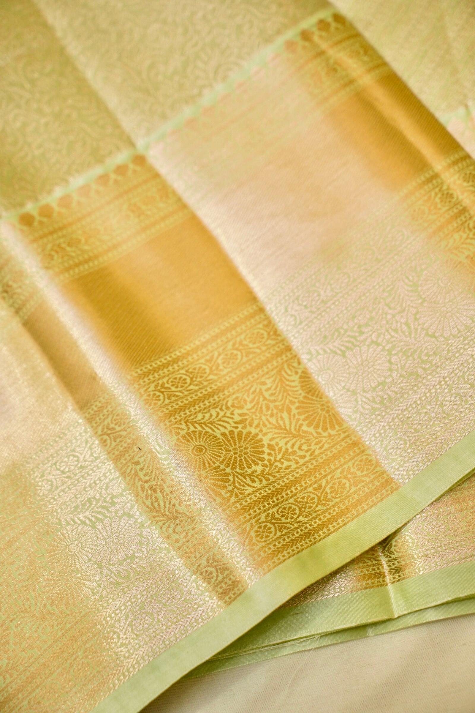 Maithili - Pastel Green Kanjivaram Tissue Silk Saree