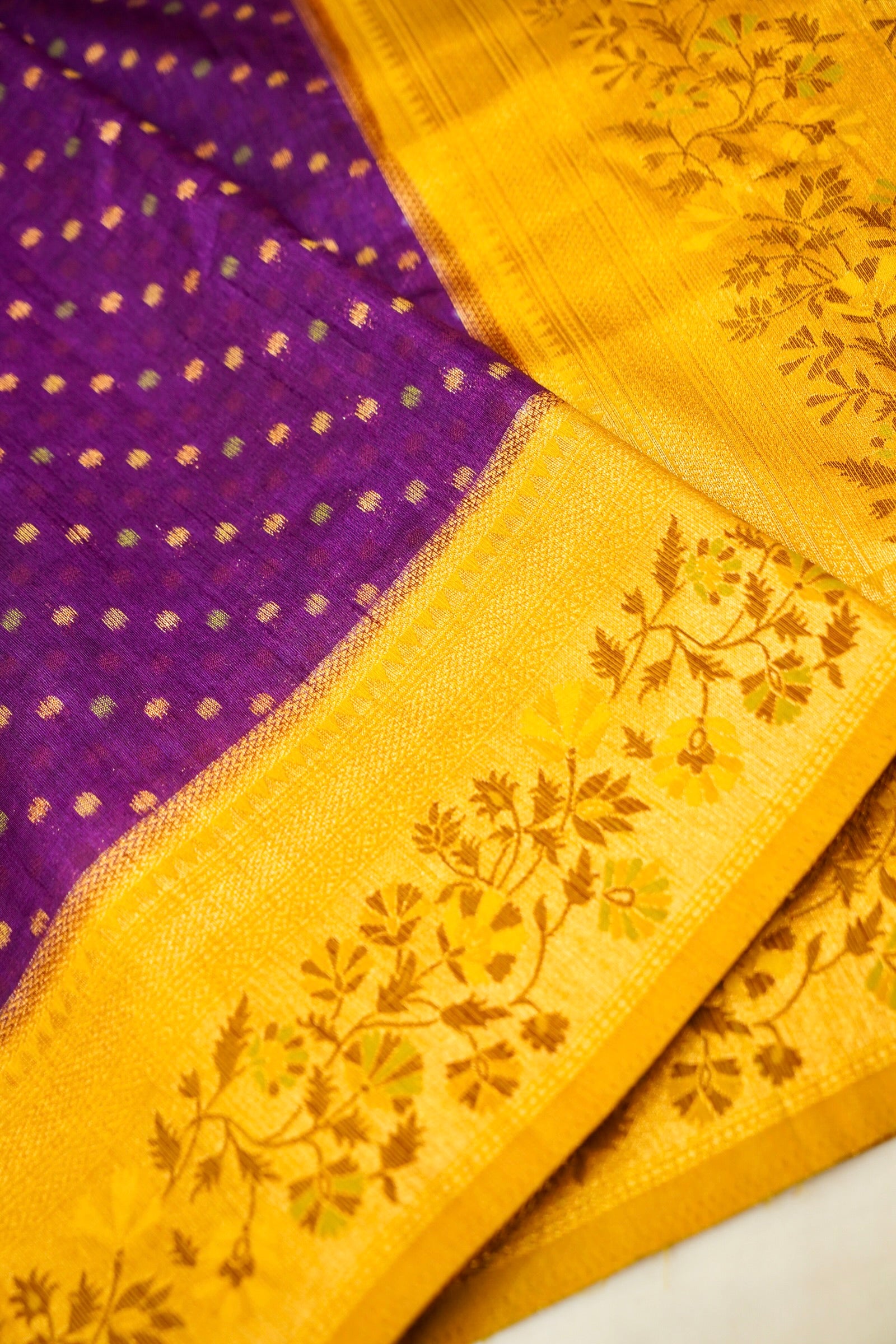 Royal Purple Paithani Style Ikkat Patola Silk Saree with Stitched Blouse