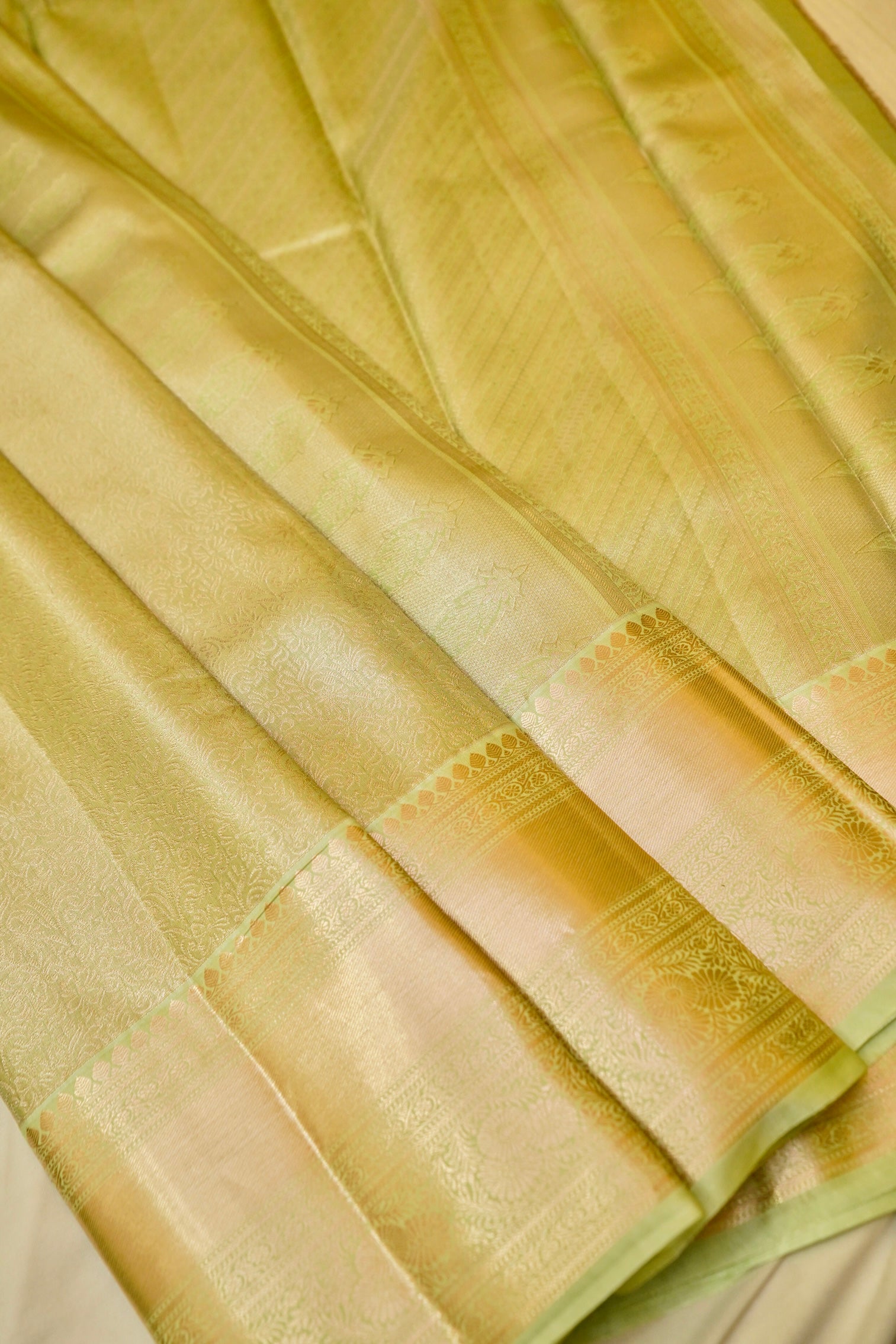 Maithili - Pastel Green Kanjivaram Tissue Silk Saree
