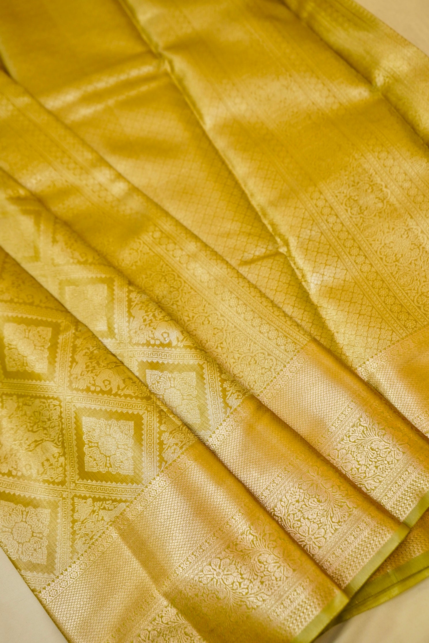 Maithili - Pistachio Green Kanjivaram Tissue Silk Saree