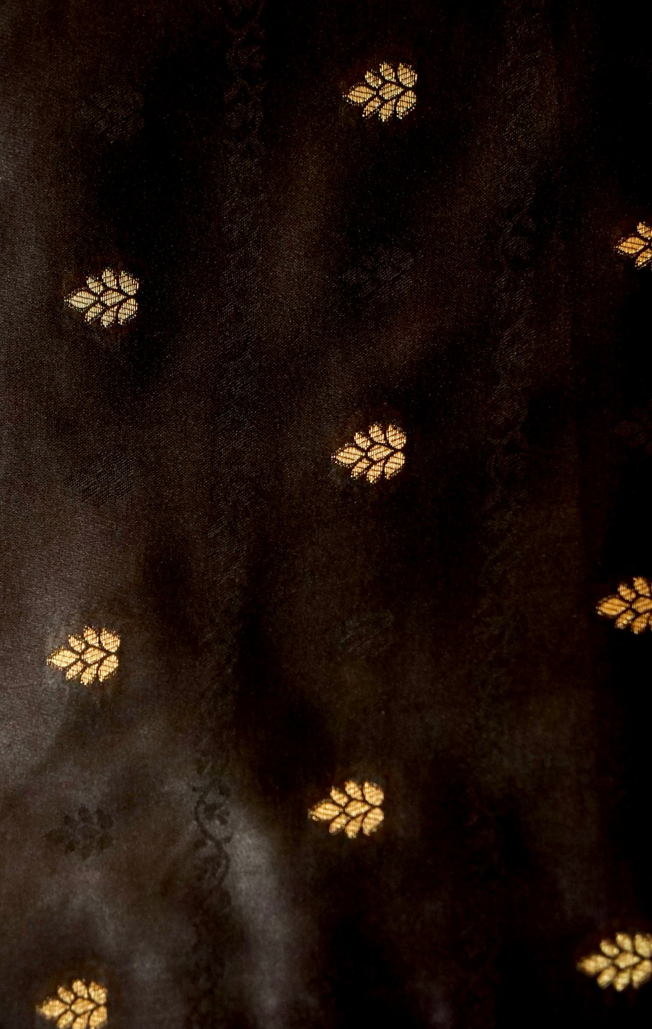 Vibrant Orange Satin Mashru Silk Saree with Black & Gold Zari Border