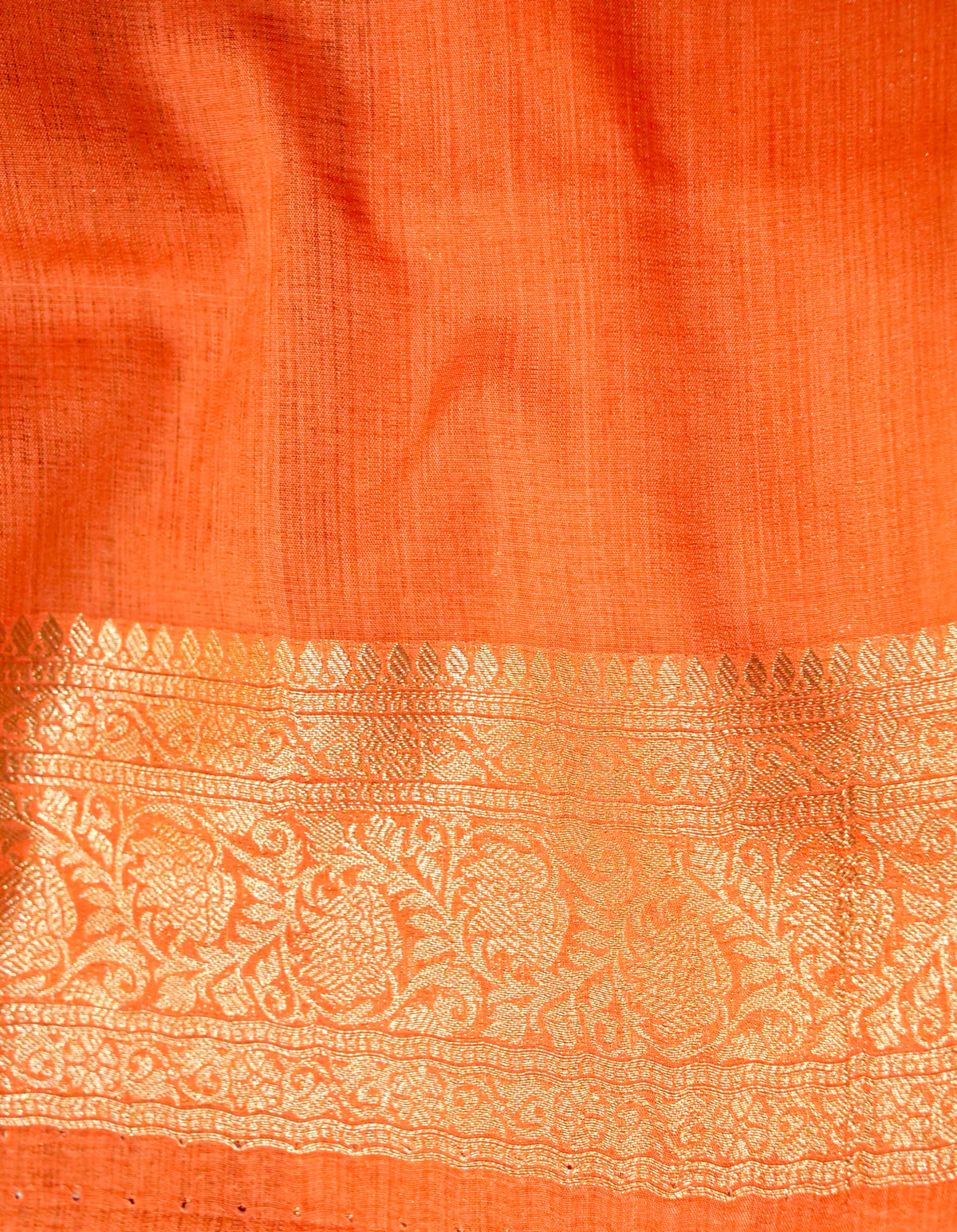 Maroon Raw Silk Saree with Orange Border