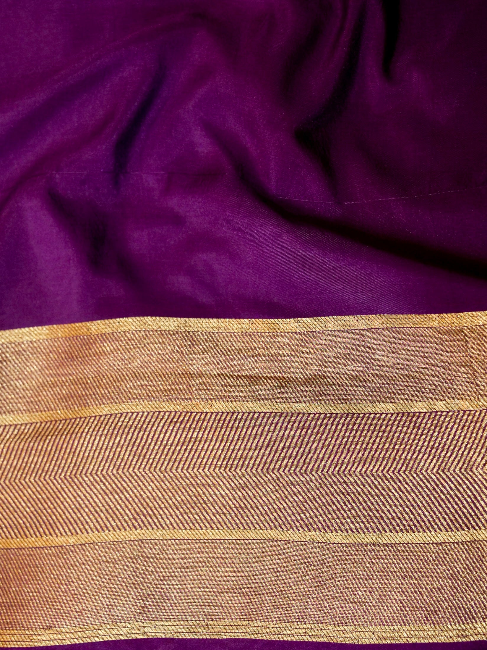 Teal Green Semi Katan Silk Saree with Gold & Purple Border