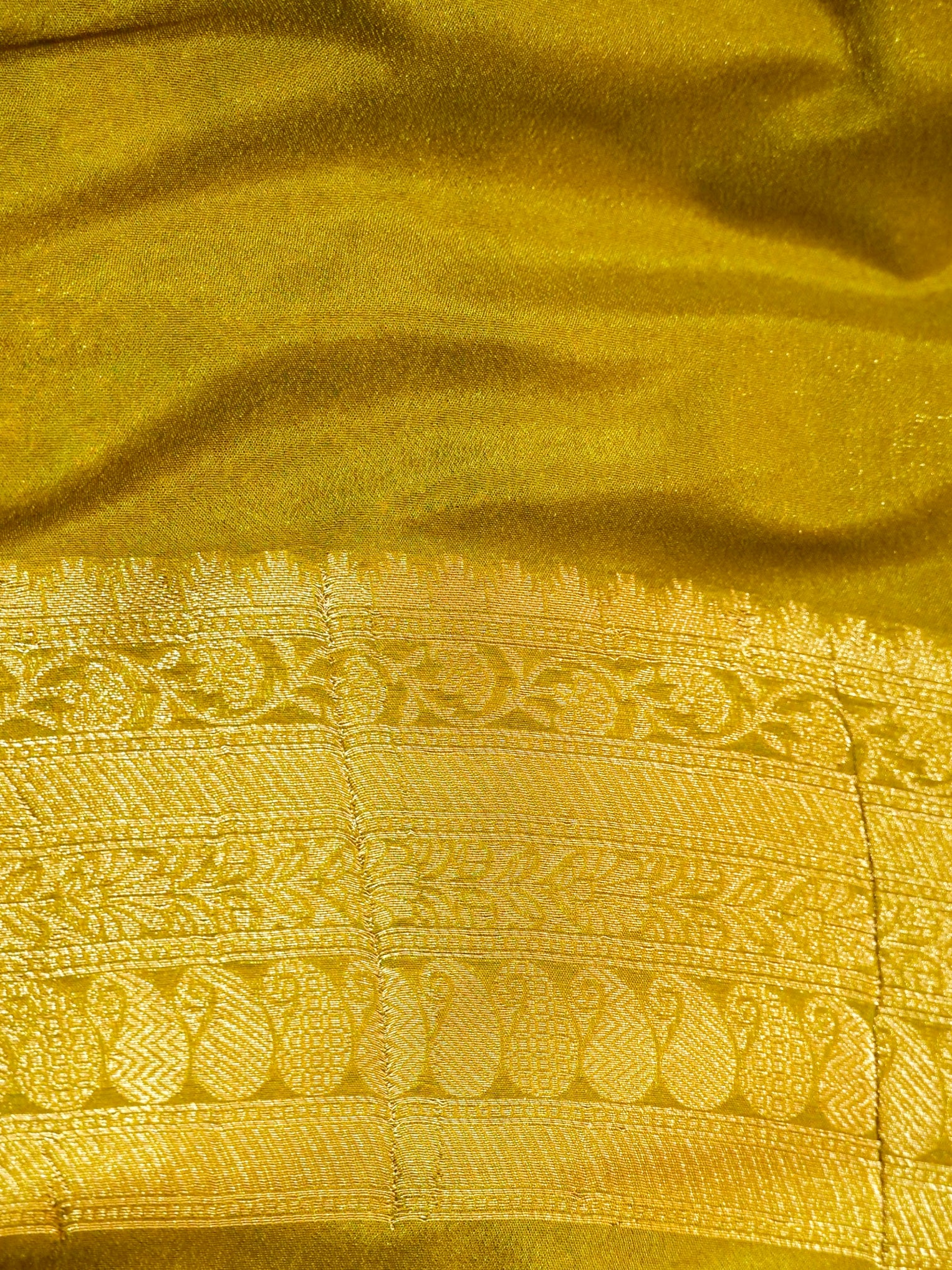 Sea Green Semi Tanchoi Saree with Rich Antique Zari Border