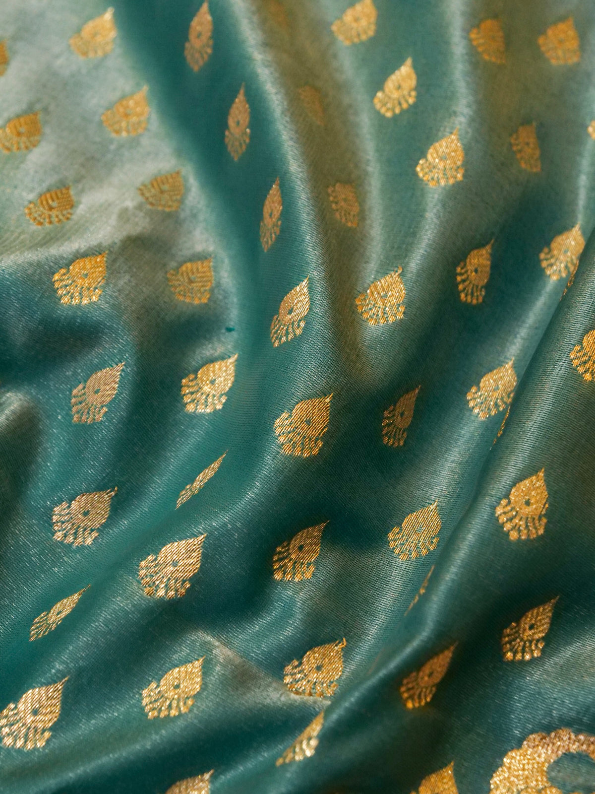 Rich Teal Blue Banarasi Silk Saree with Gold Zari Weaving