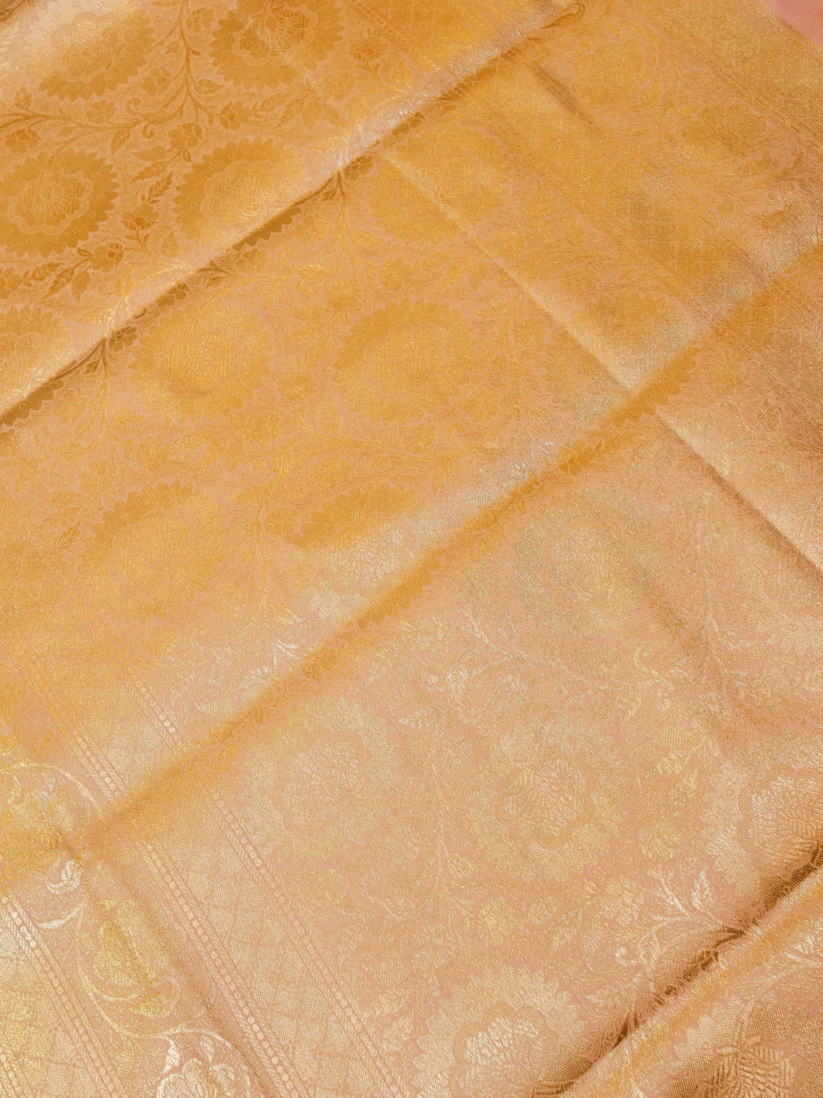 Rich Light Pink Banarasi Silk Saree with Gold Zari Weaving