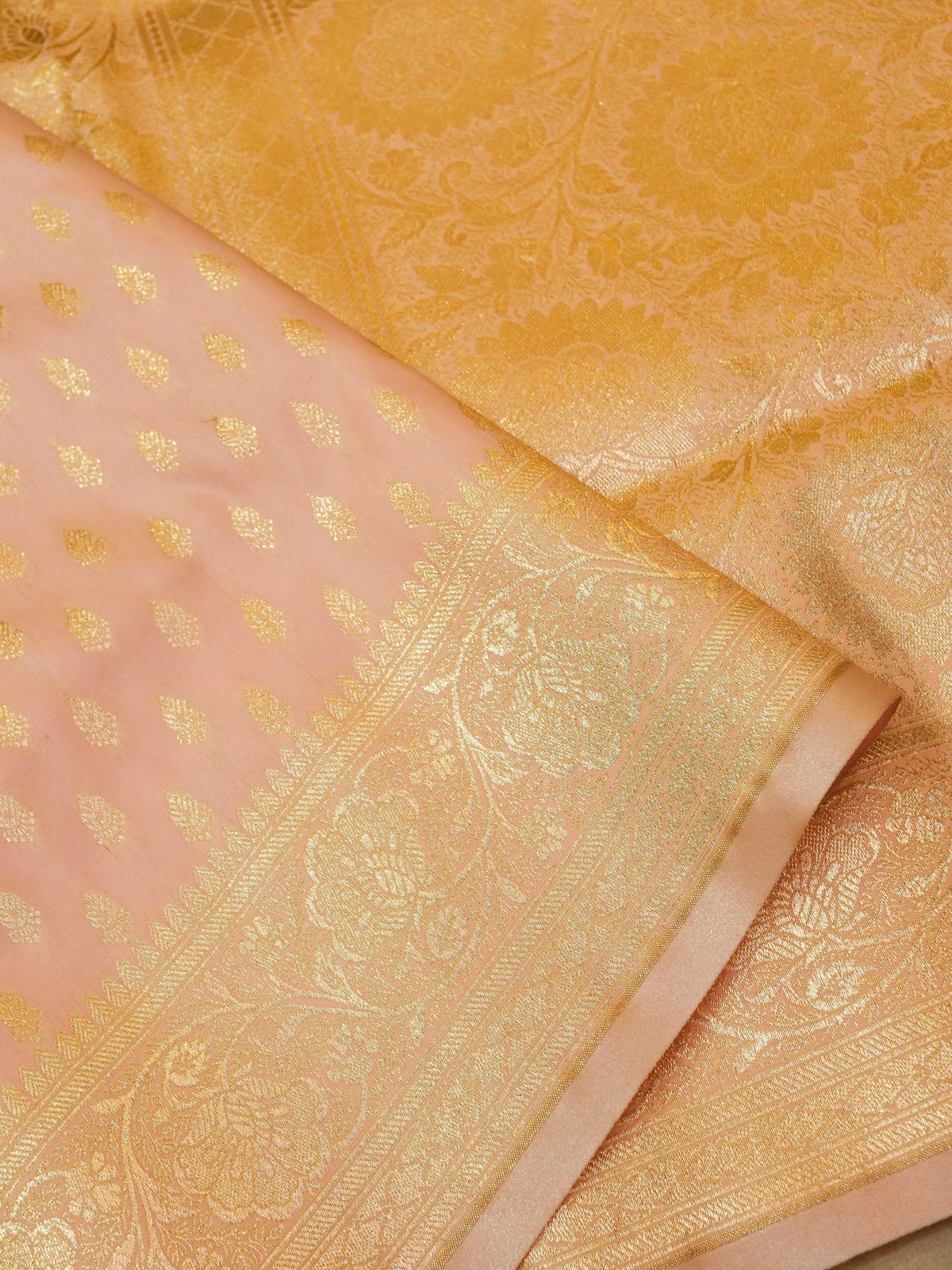 Rich Light Pink Banarasi Silk Saree with Gold Zari Weaving