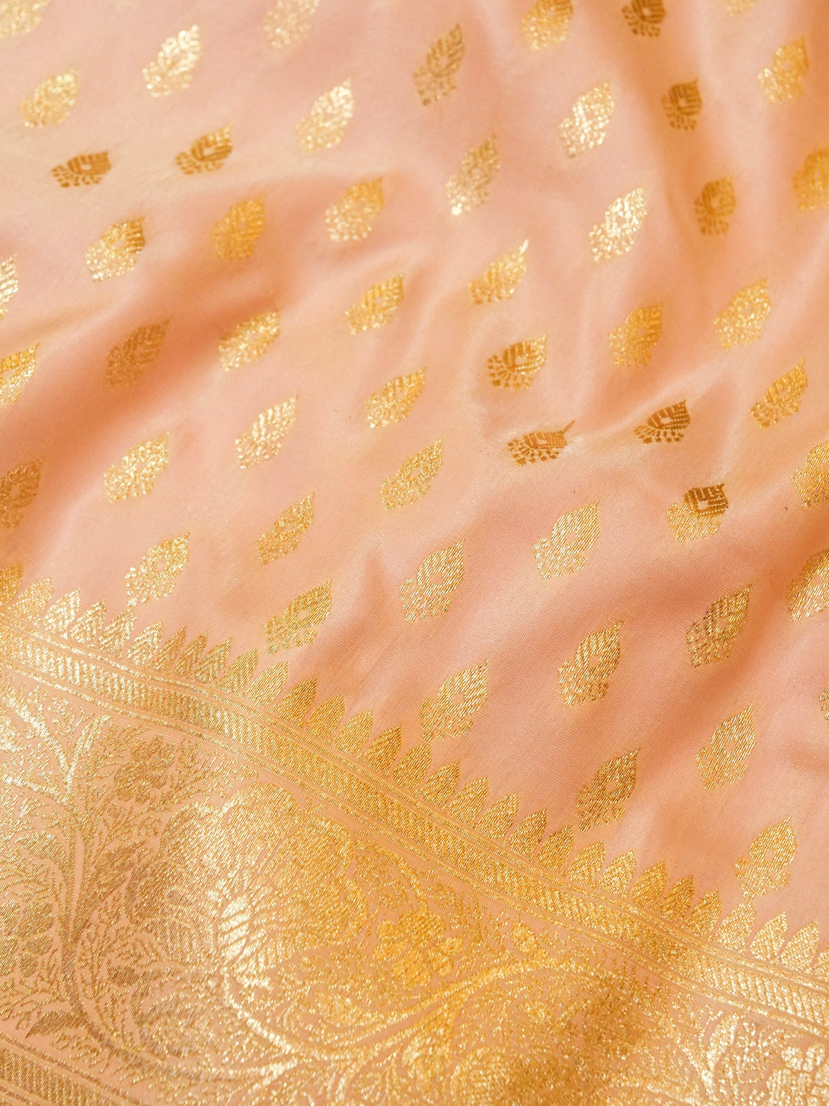 Rich Light Pink Banarasi Silk Saree with Gold Zari Weaving