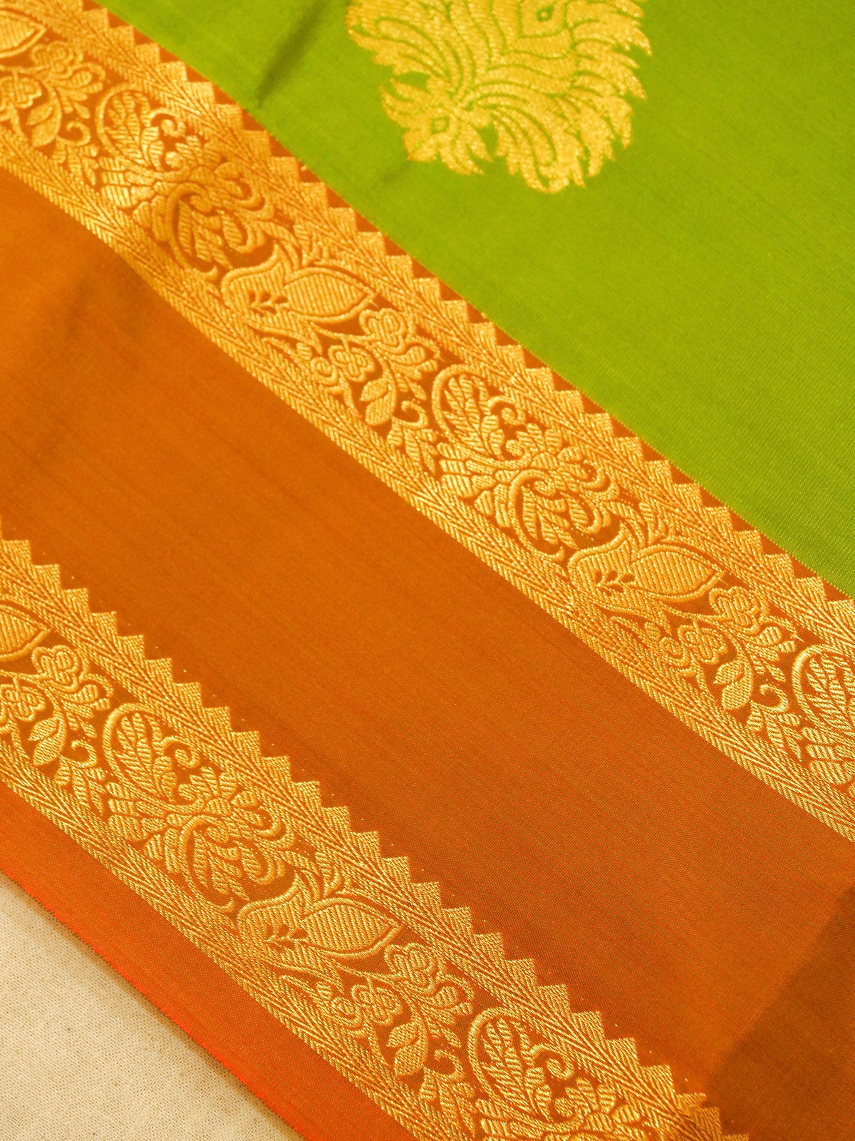 Devi - Light Green Kanjivaram Silk Saree with Korvai Border
